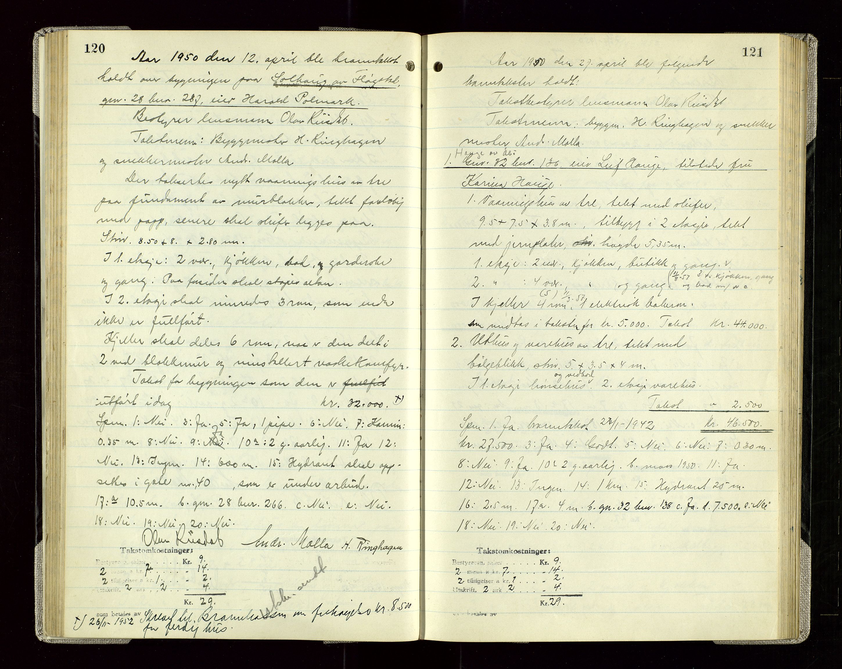 Sauda lensmannskontor, AV/SAST-A-100177/Goa/L0005: "Branntakstprotokoll for Sauda lensmannsdistrikt", 1946-1955, p. 120-121