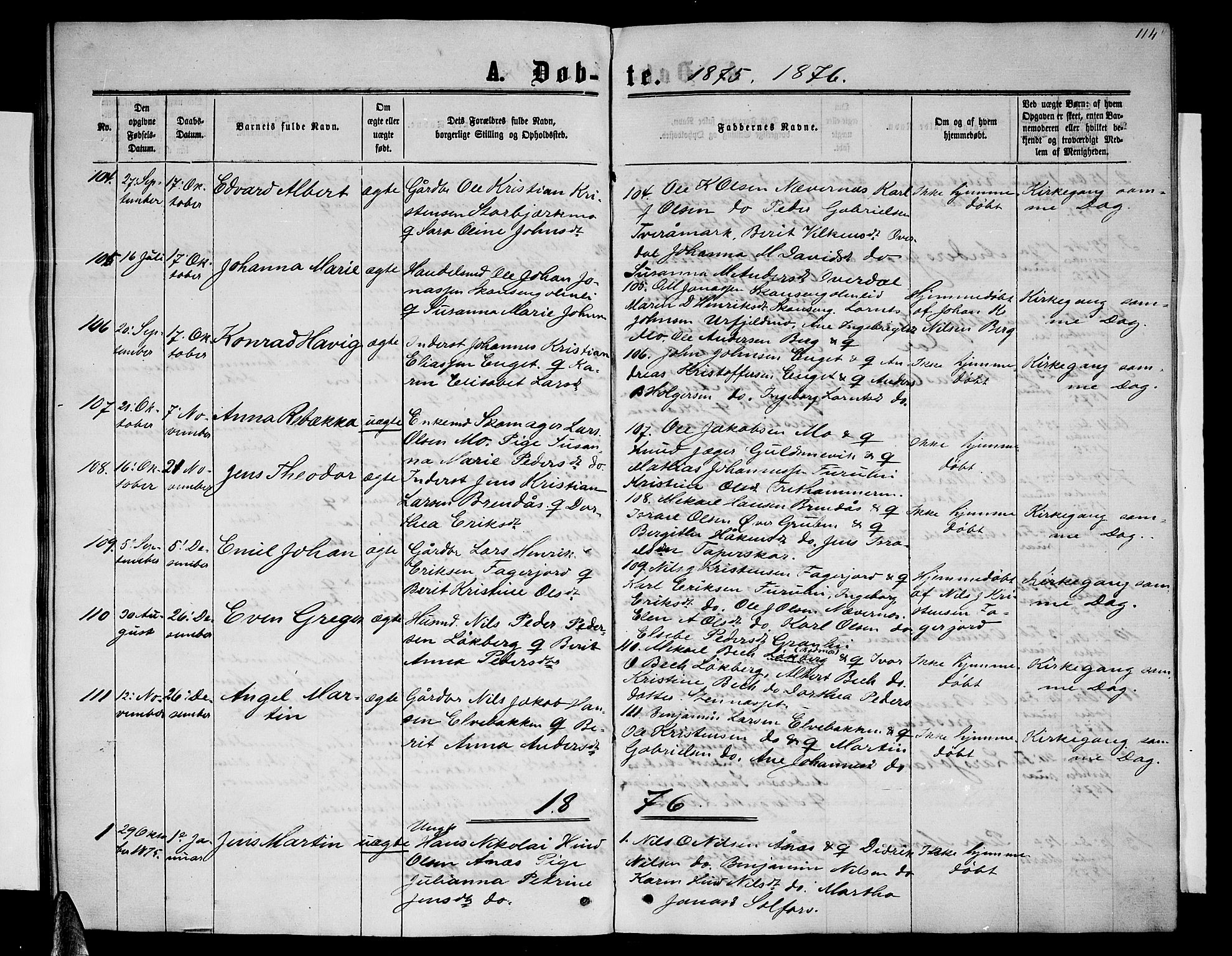 Ministerialprotokoller, klokkerbøker og fødselsregistre - Nordland, SAT/A-1459/827/L0415: Parish register (copy) no. 827C04, 1864-1886, p. 114