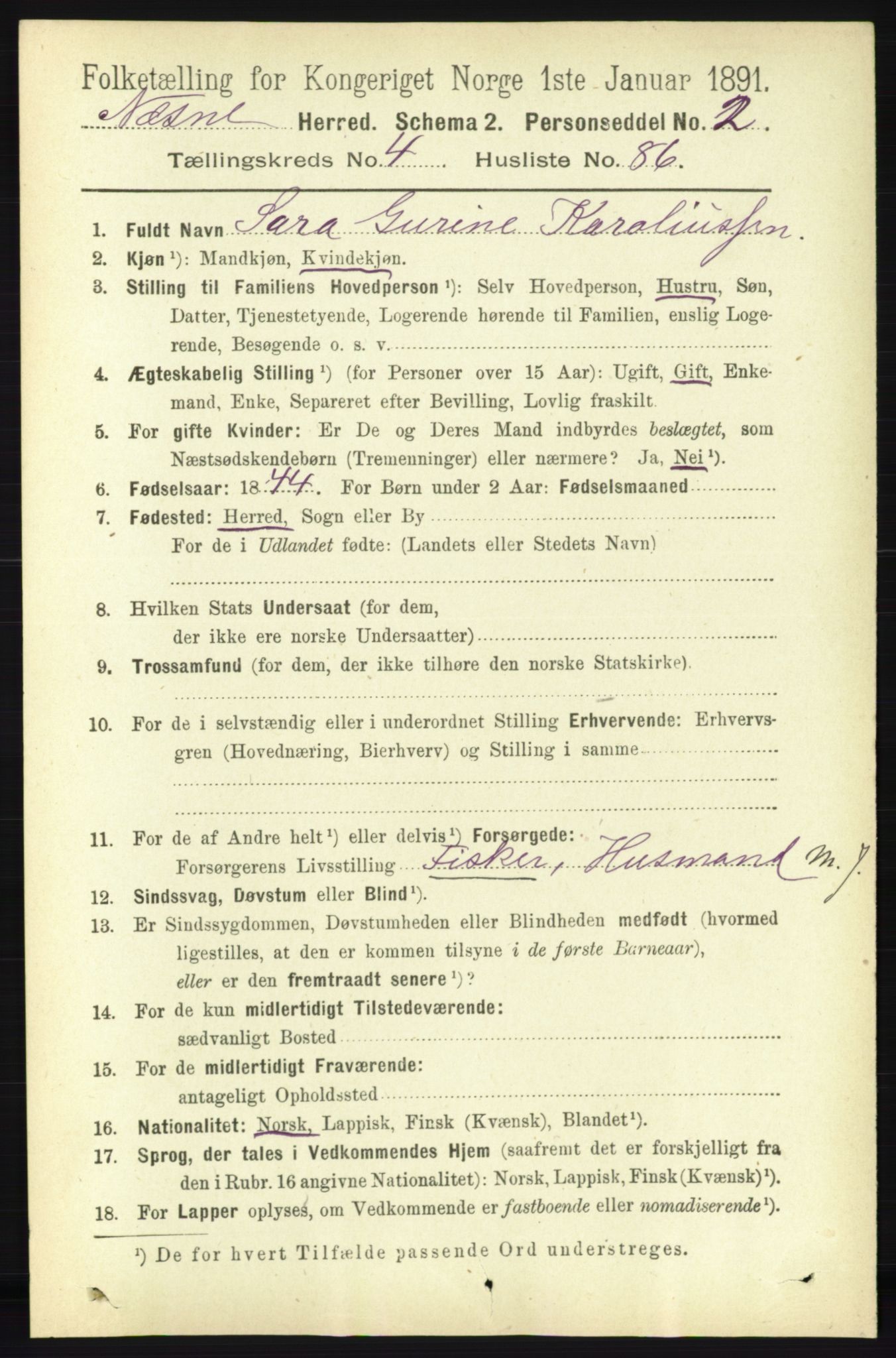 RA, 1891 census for 1828 Nesna, 1891, p. 2689