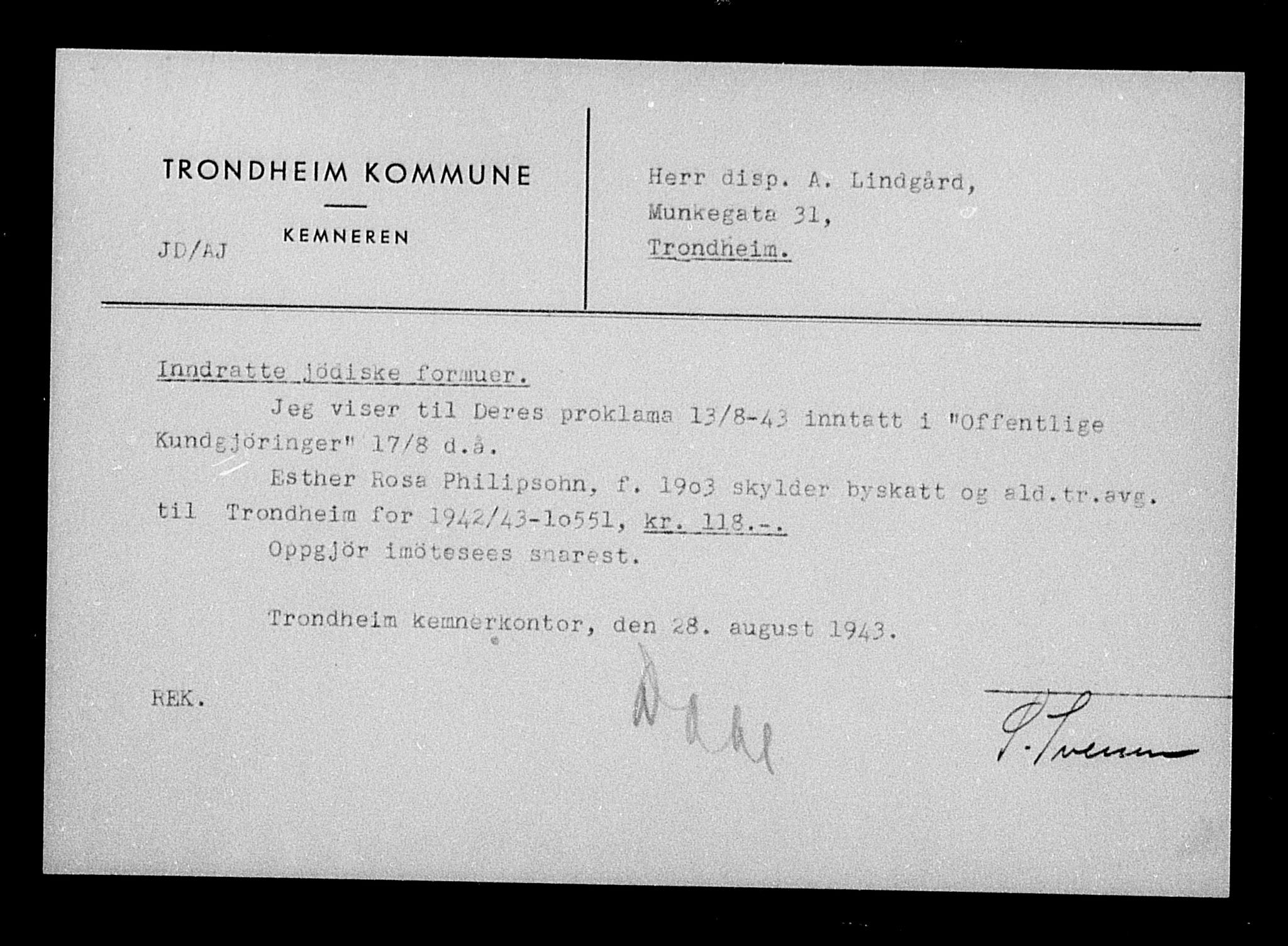 Justisdepartementet, Tilbakeføringskontoret for inndratte formuer, RA/S-1564/H/Hc/Hca/L0907: --, 1945-1947, p. 33