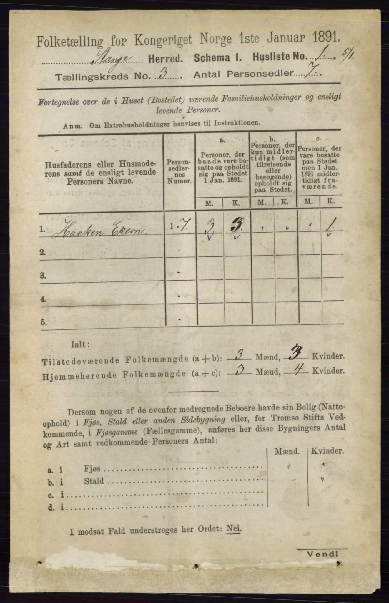 RA, 1891 census for 0417 Stange, 1891, p. 1532