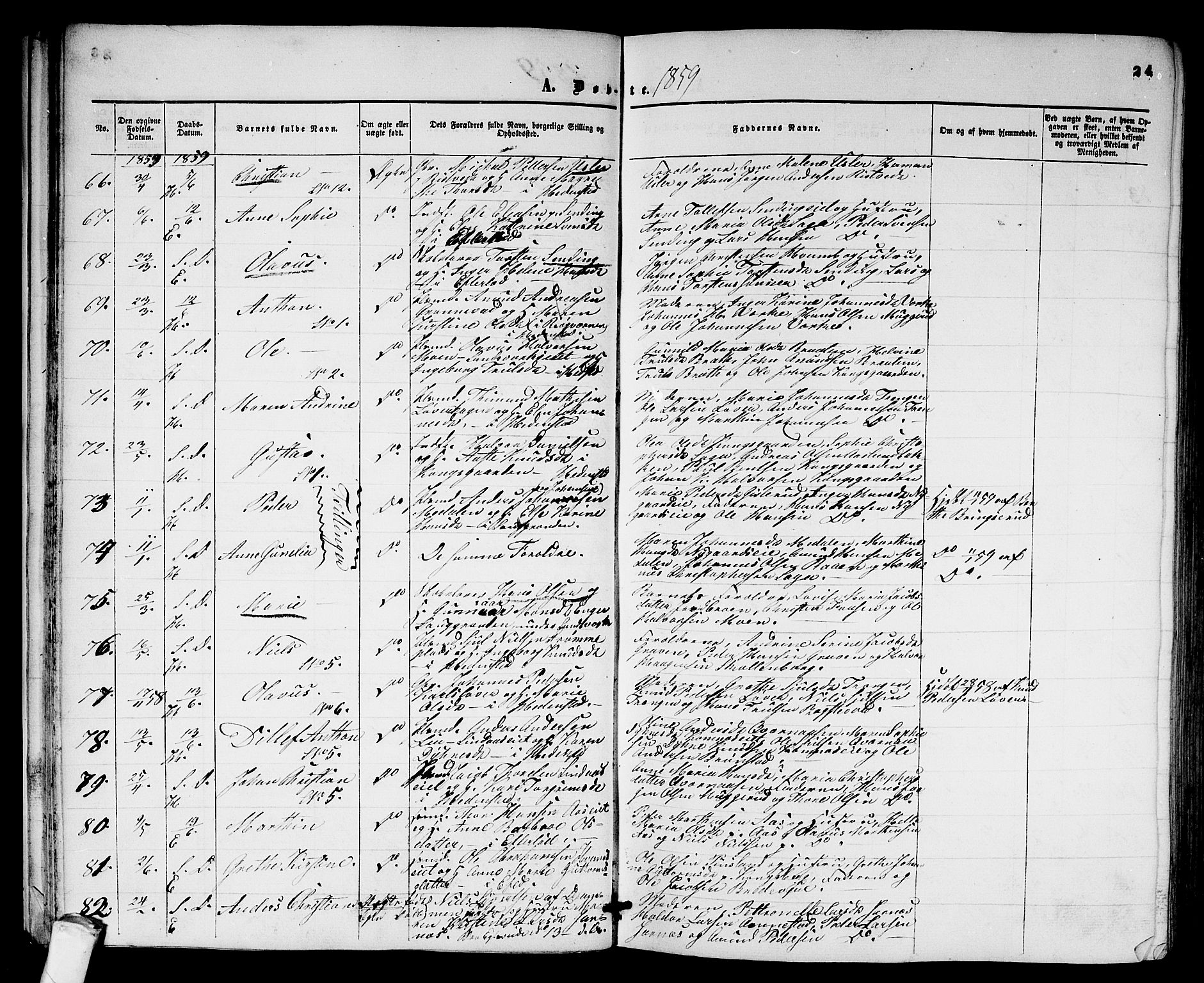 Sandsvær kirkebøker, AV/SAKO-A-244/G/Ga/L0005: Parish register (copy) no. I 5, 1857-1873, p. 24