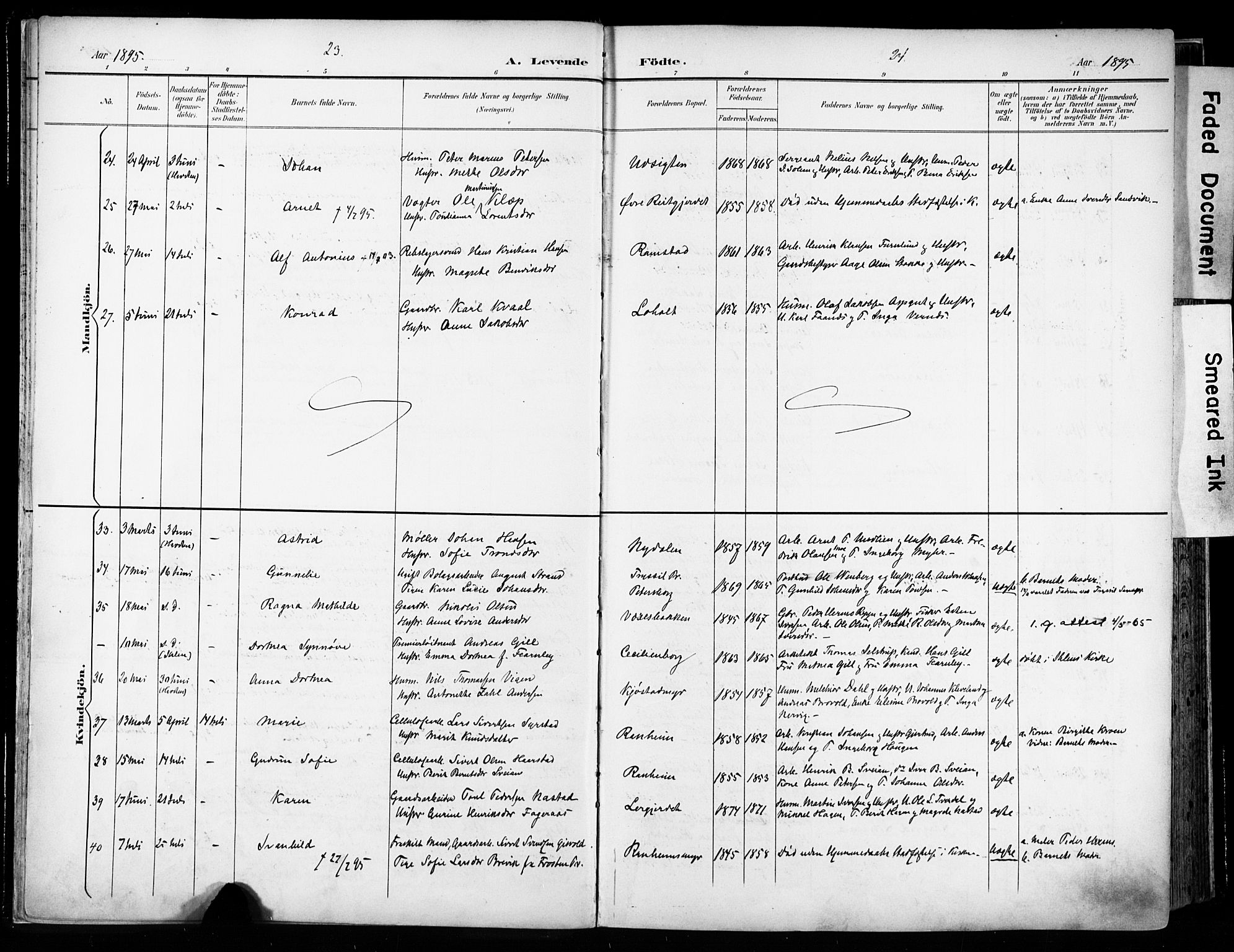 Ministerialprotokoller, klokkerbøker og fødselsregistre - Sør-Trøndelag, AV/SAT-A-1456/606/L0301: Parish register (official) no. 606A16, 1894-1907, p. 23-24