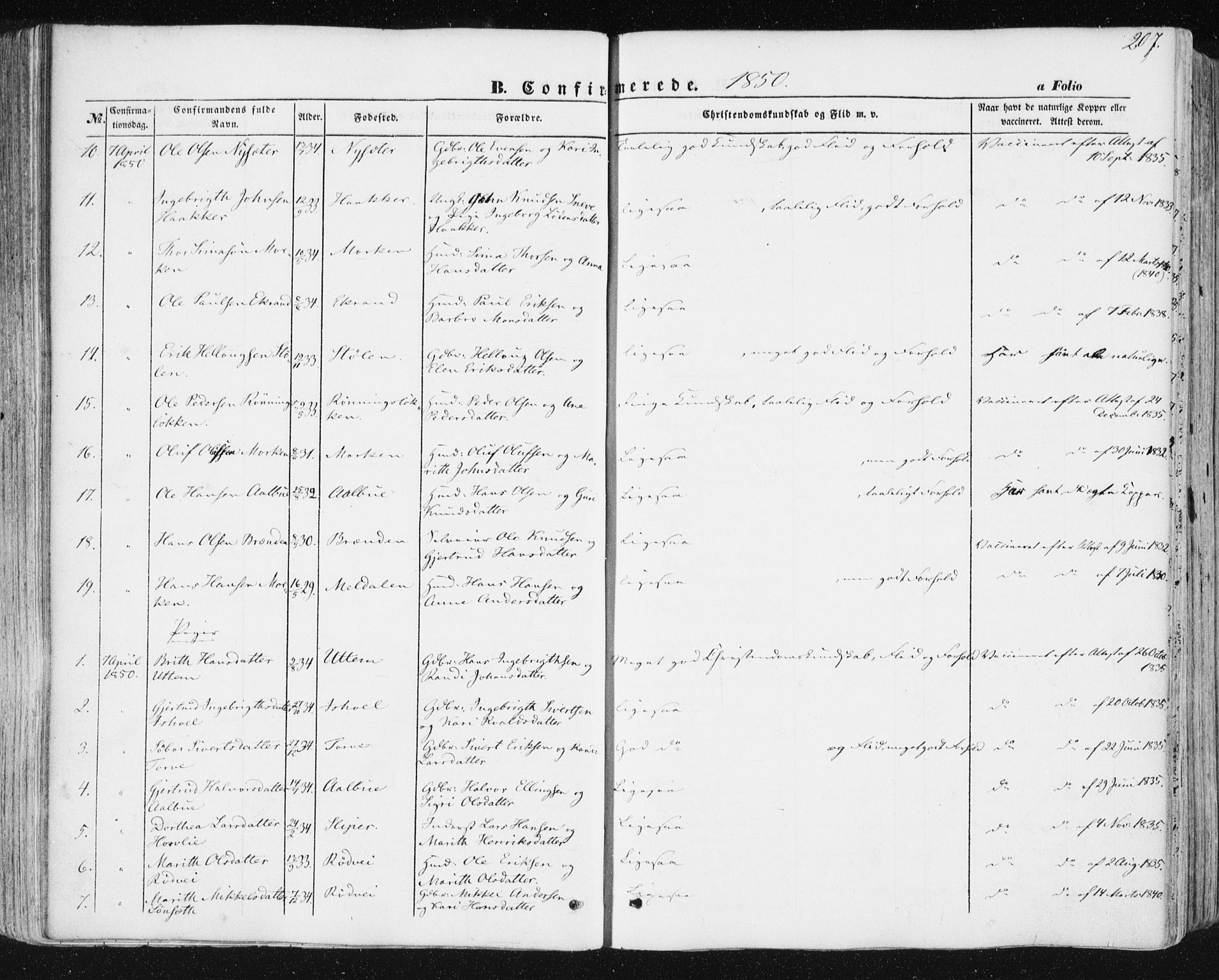 Ministerialprotokoller, klokkerbøker og fødselsregistre - Sør-Trøndelag, SAT/A-1456/678/L0899: Parish register (official) no. 678A08, 1848-1872, p. 207
