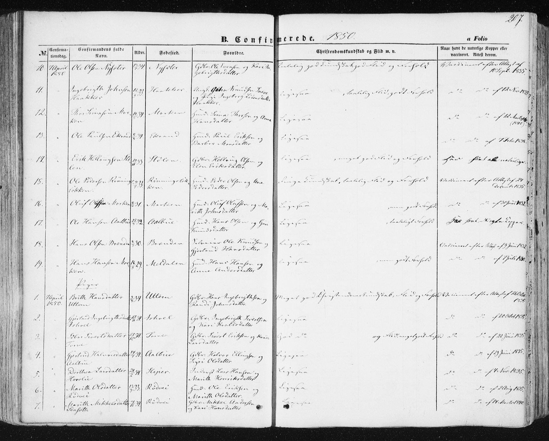 Ministerialprotokoller, klokkerbøker og fødselsregistre - Sør-Trøndelag, AV/SAT-A-1456/678/L0899: Parish register (official) no. 678A08, 1848-1872, p. 207