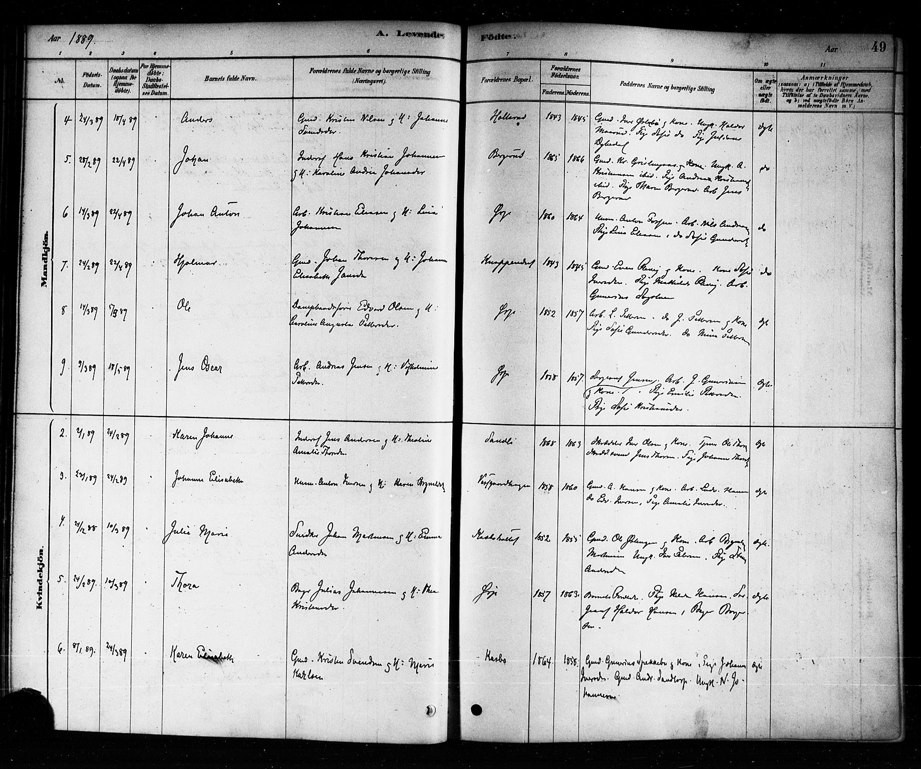 Aremark prestekontor Kirkebøker, AV/SAO-A-10899/F/Fb/L0004: Parish register (official) no. II 4, 1878-1895, p. 49