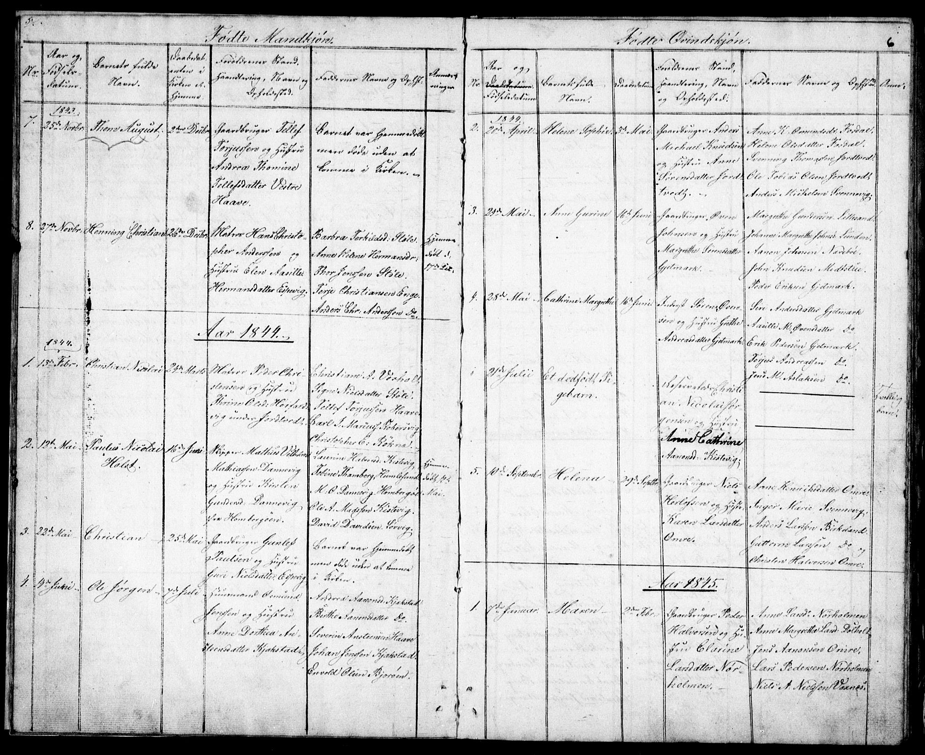 Hommedal sokneprestkontor, AV/SAK-1111-0023/F/Fb/Fba/L0002: Parish register (copy) no. B 2, 1841-1863, p. 6