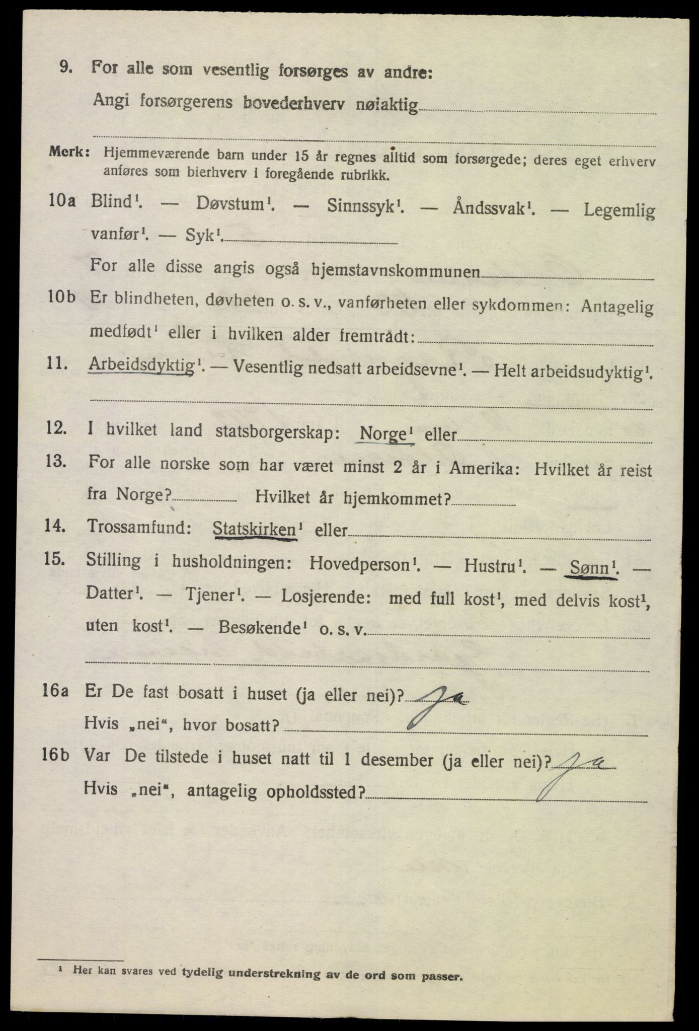 SAK, 1920 census for Oddernes, 1920, p. 5562