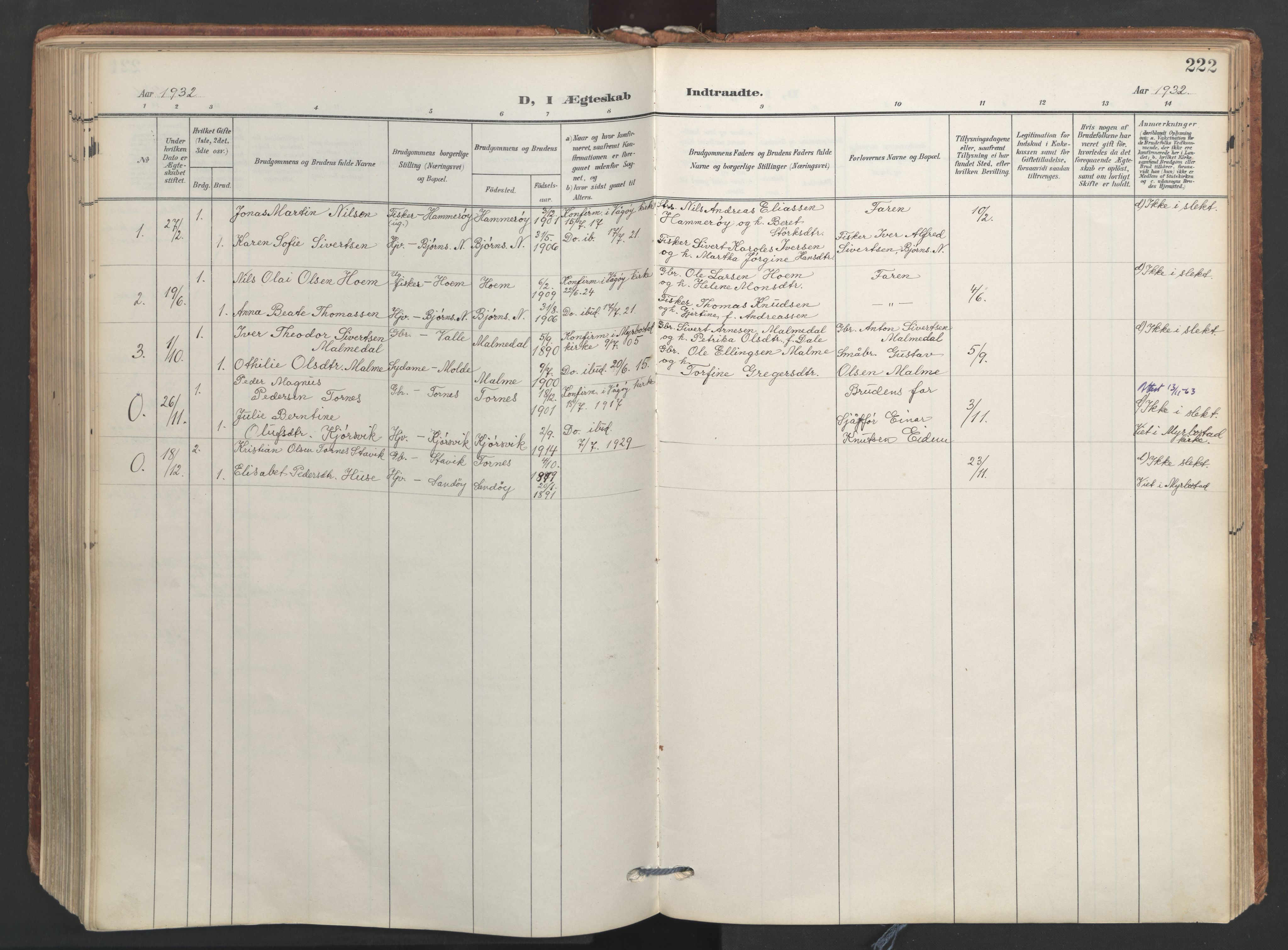 Ministerialprotokoller, klokkerbøker og fødselsregistre - Møre og Romsdal, AV/SAT-A-1454/565/L0751: Parish register (official) no. 565A05, 1905-1979, p. 222