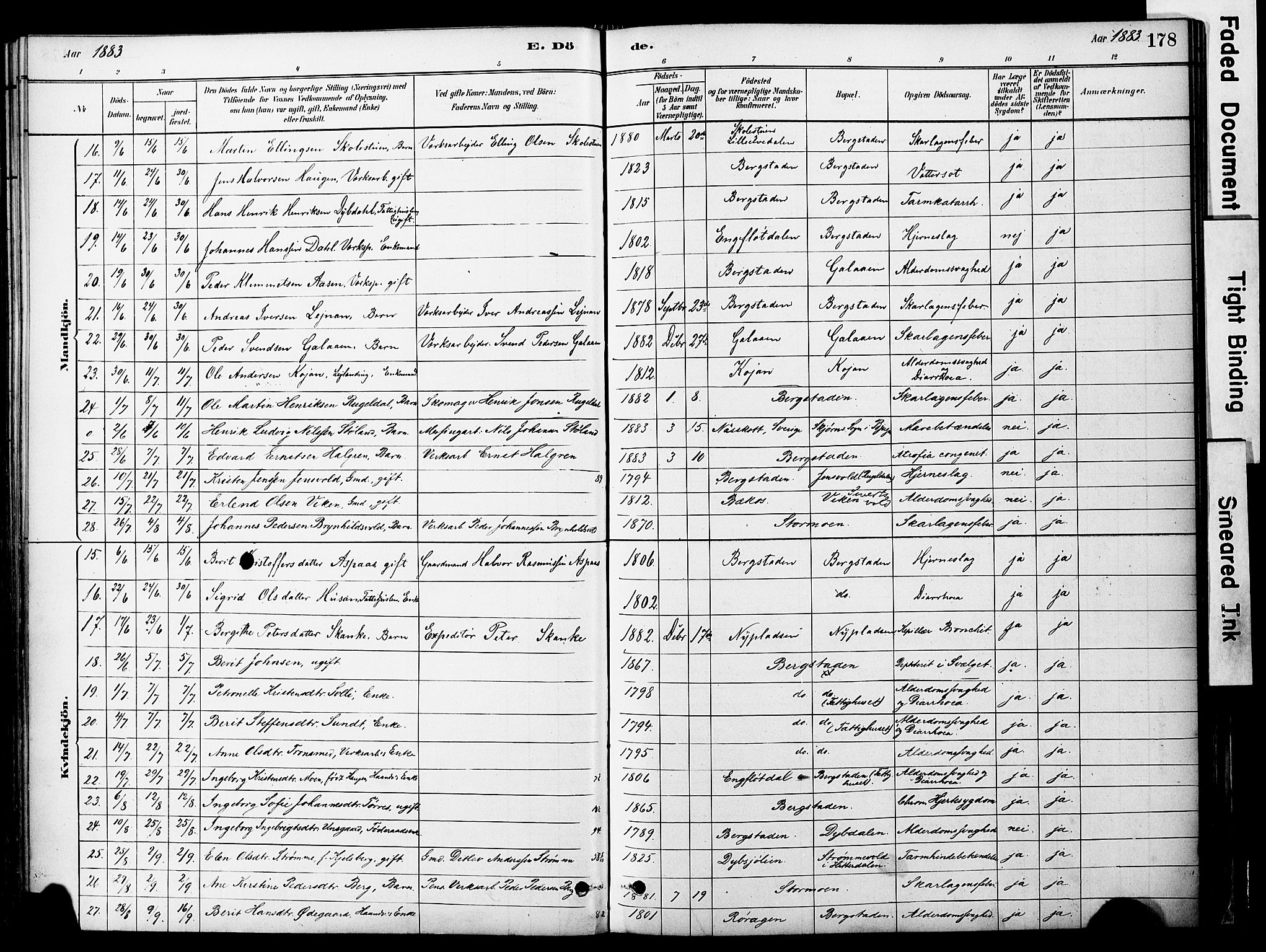 Ministerialprotokoller, klokkerbøker og fødselsregistre - Sør-Trøndelag, SAT/A-1456/681/L0933: Parish register (official) no. 681A11, 1879-1890, p. 178