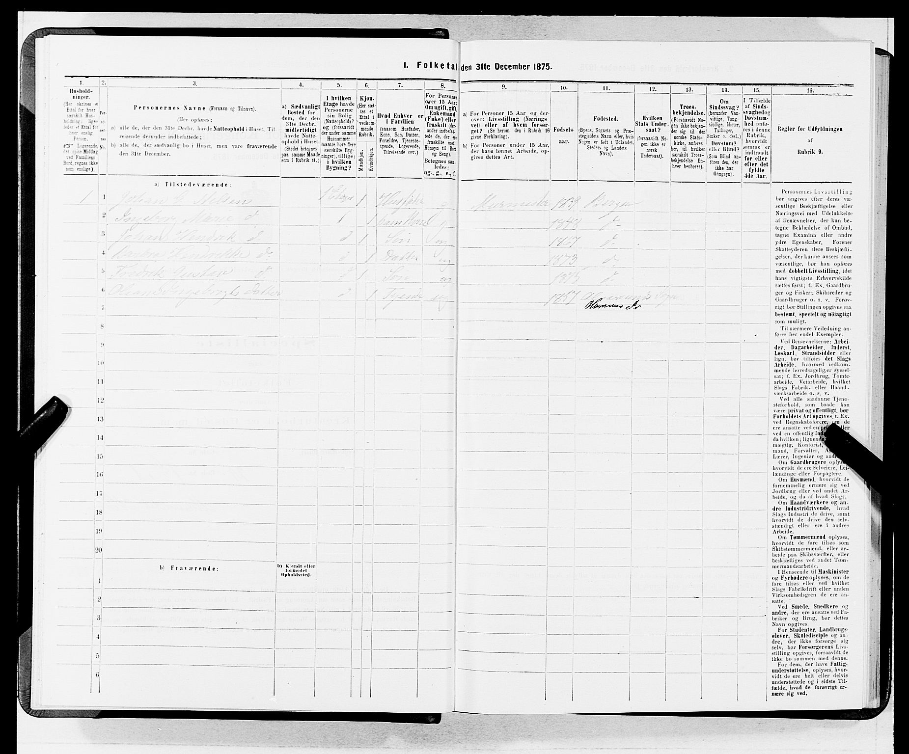 SAB, 1875 census for 1301 Bergen, 1875, p. 4584