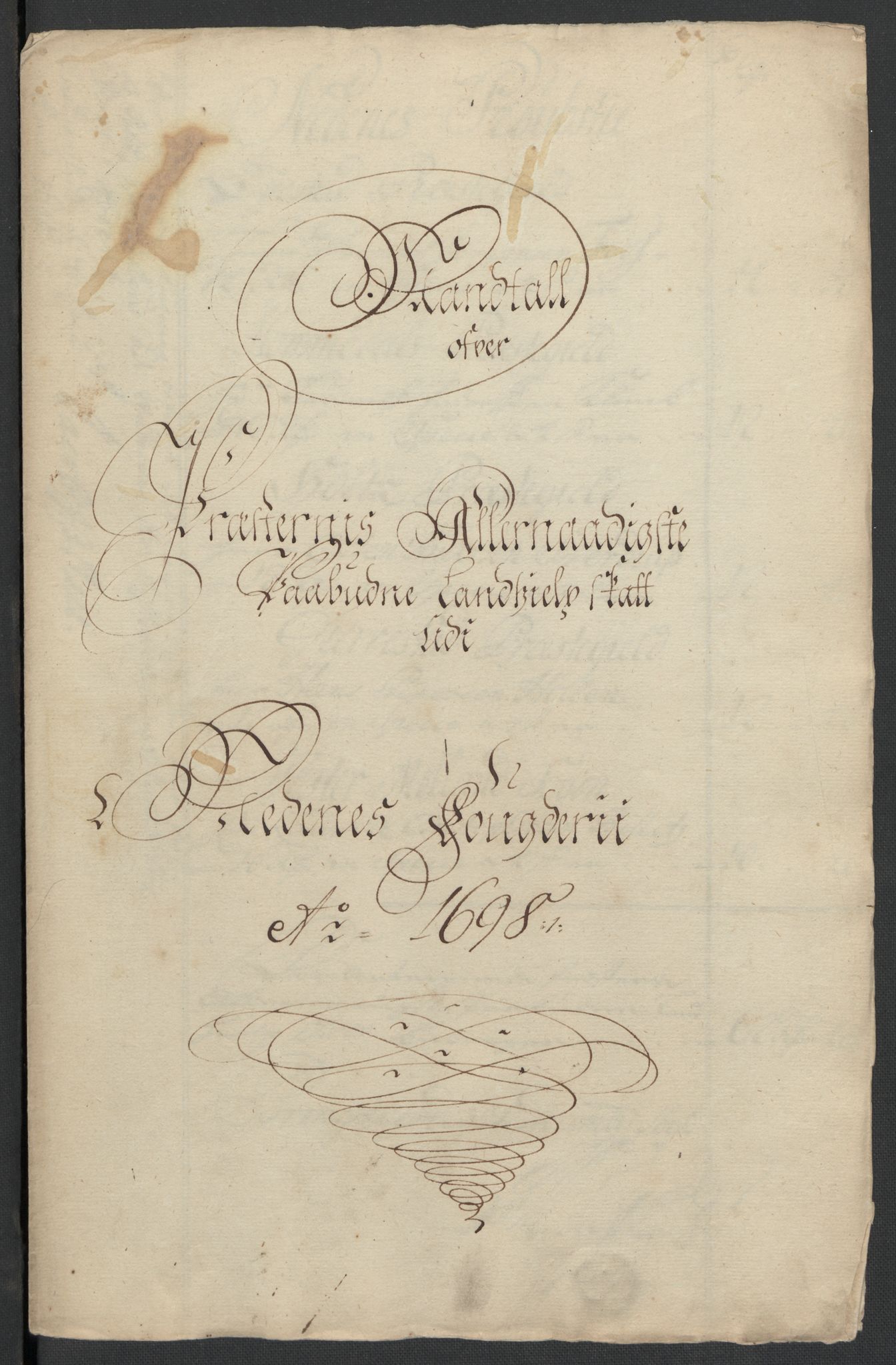 Rentekammeret inntil 1814, Reviderte regnskaper, Fogderegnskap, AV/RA-EA-4092/R39/L2314: Fogderegnskap Nedenes, 1698-1699, p. 76