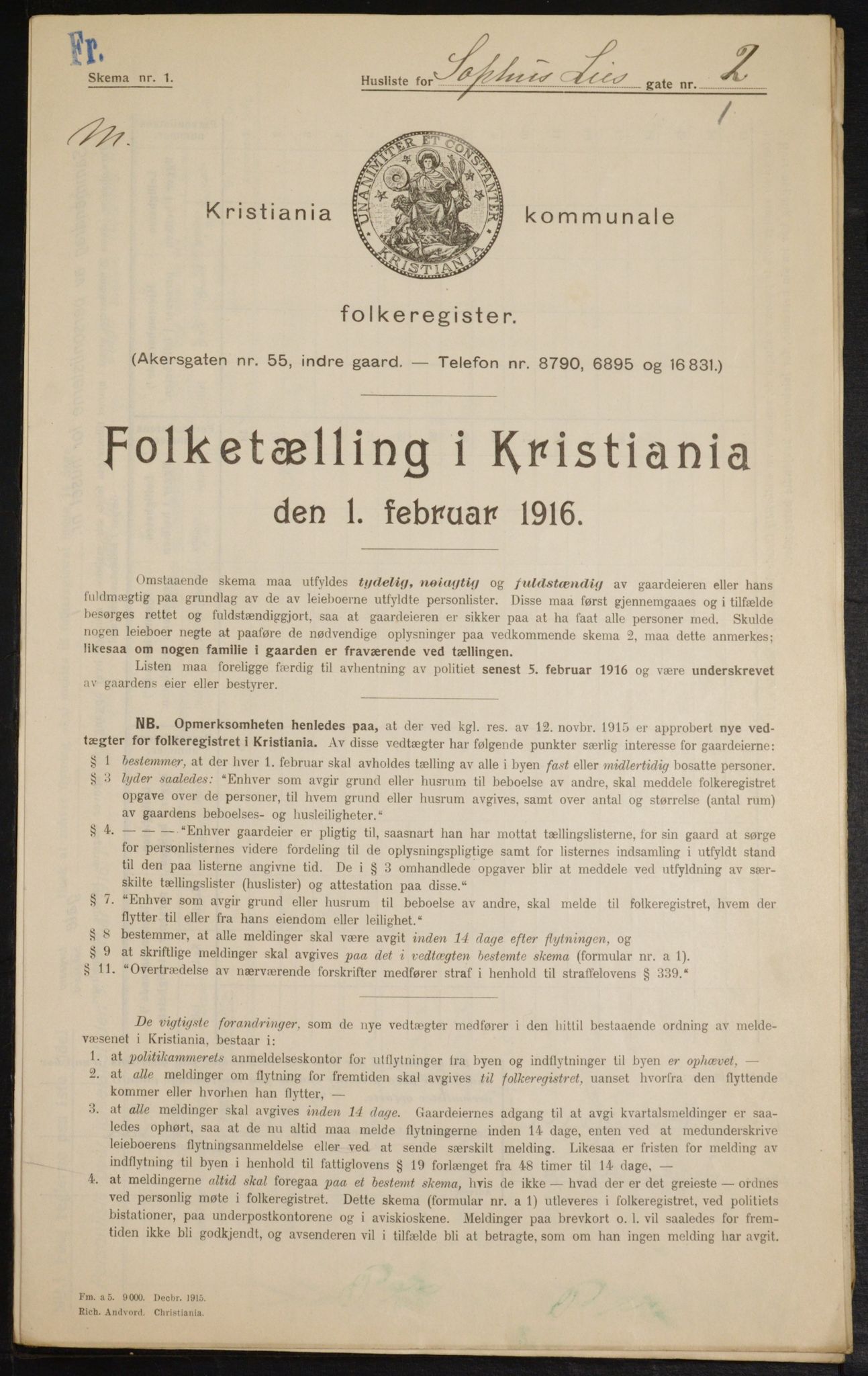 OBA, Municipal Census 1916 for Kristiania, 1916, p. 102258