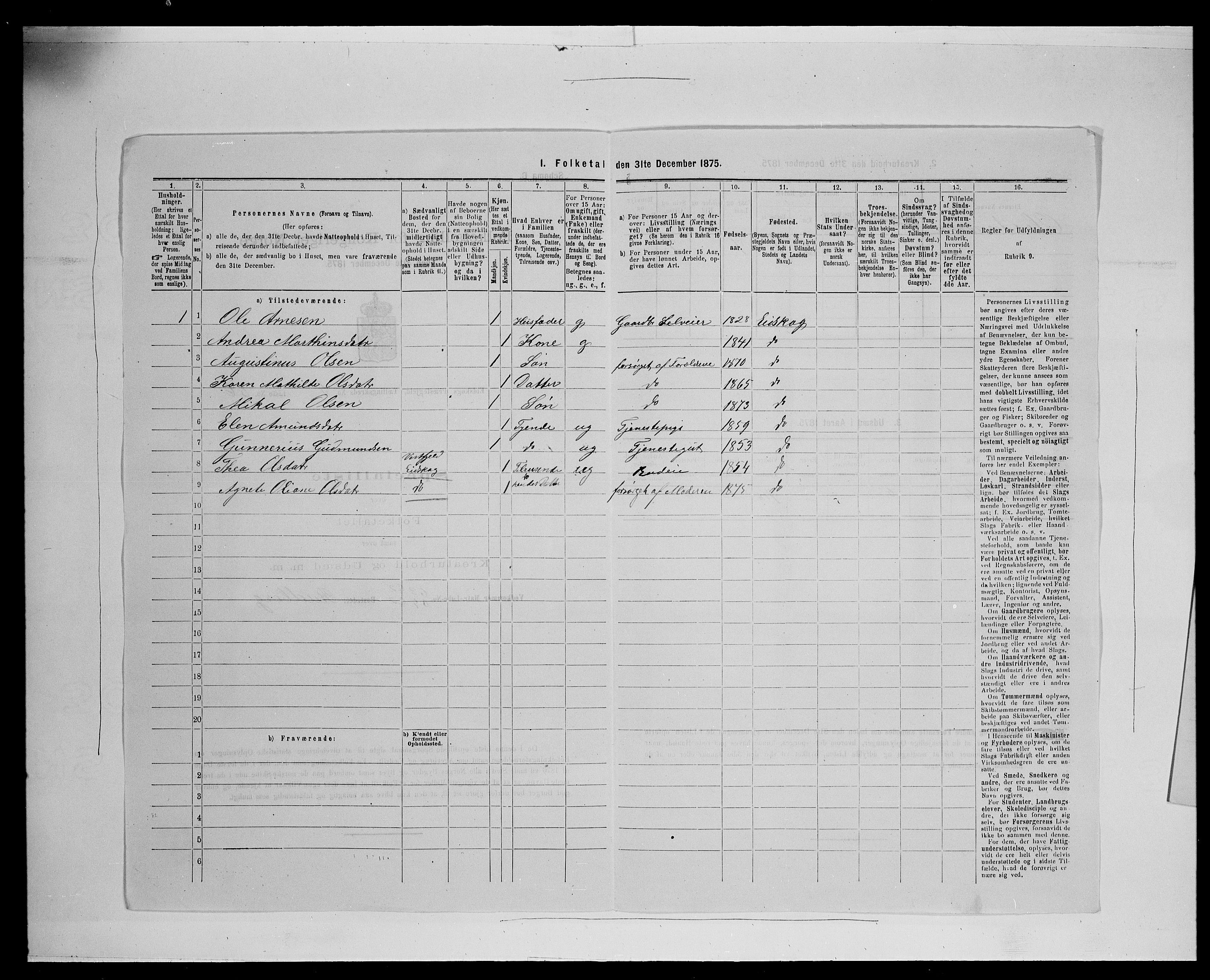 SAH, 1875 census for 0420P Eidskog, 1875, p. 952