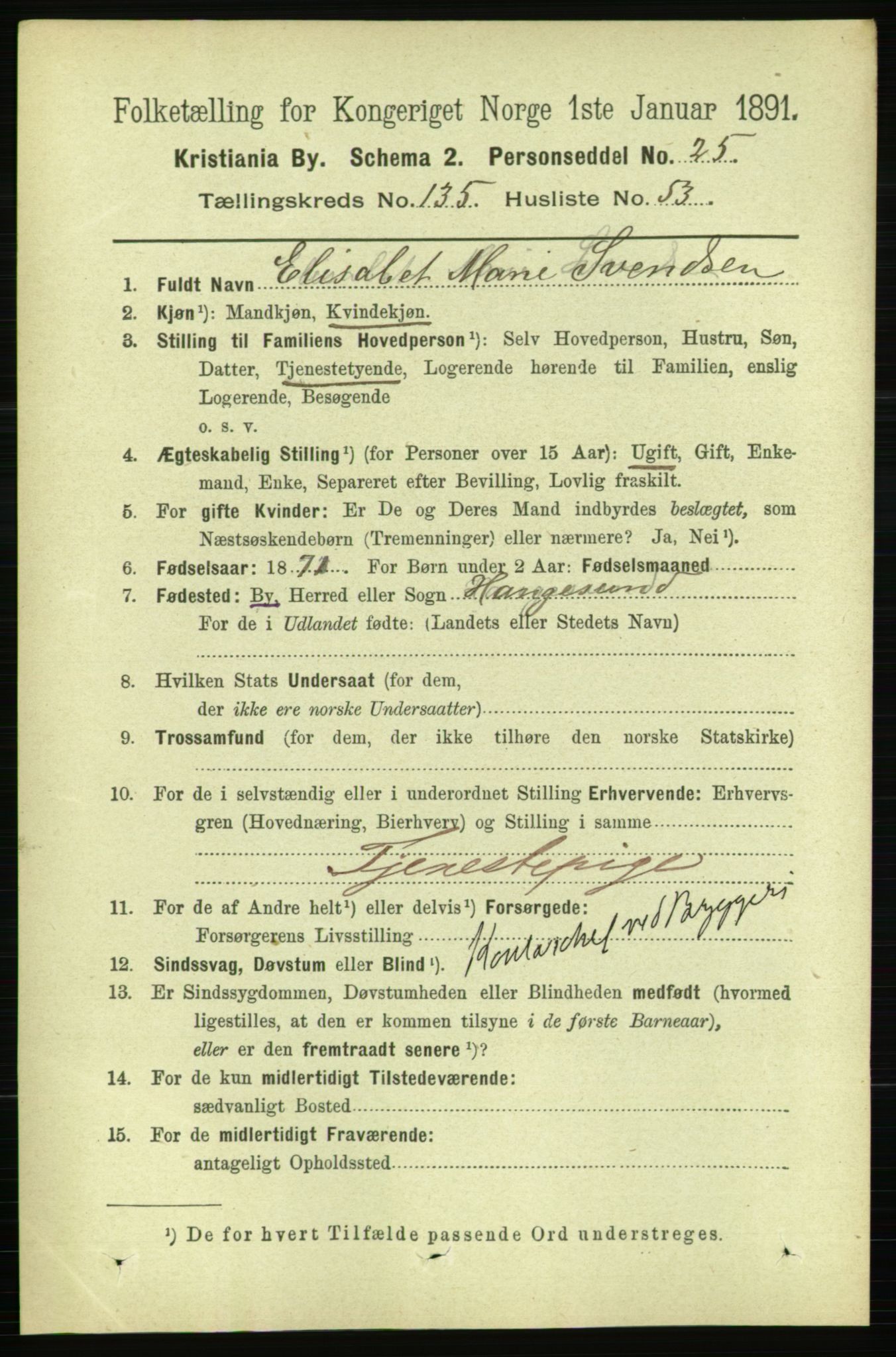 RA, 1891 census for 0301 Kristiania, 1891, p. 75152