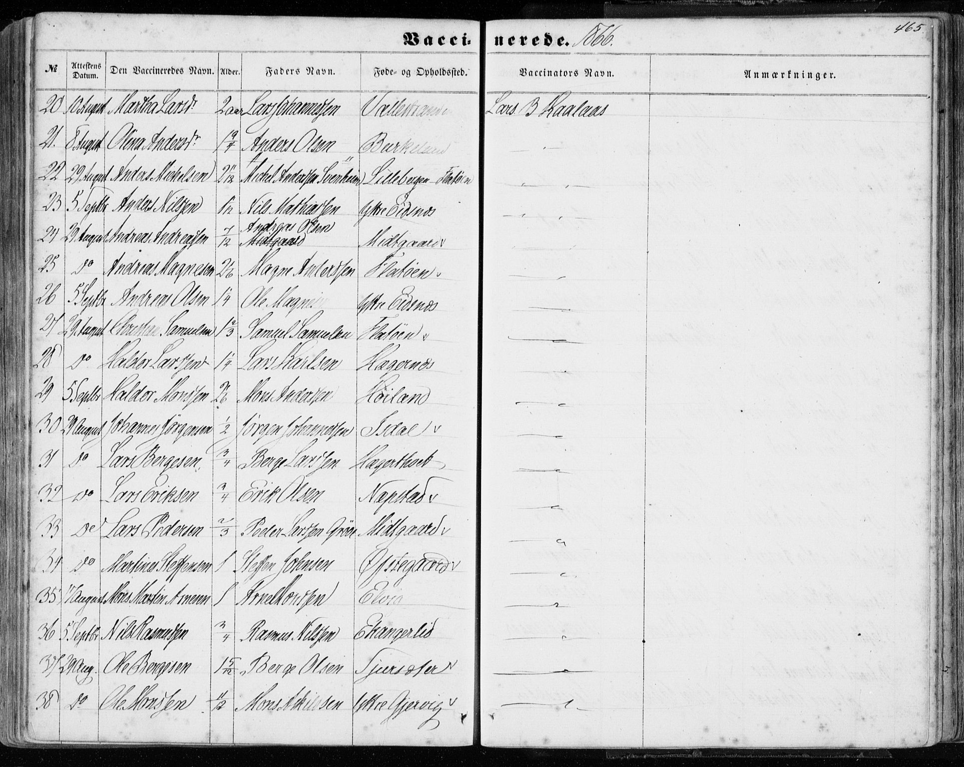 Hamre sokneprestembete, AV/SAB-A-75501/H/Ha/Haa/Haaa/L0014: Parish register (official) no. A 14, 1858-1872, p. 465