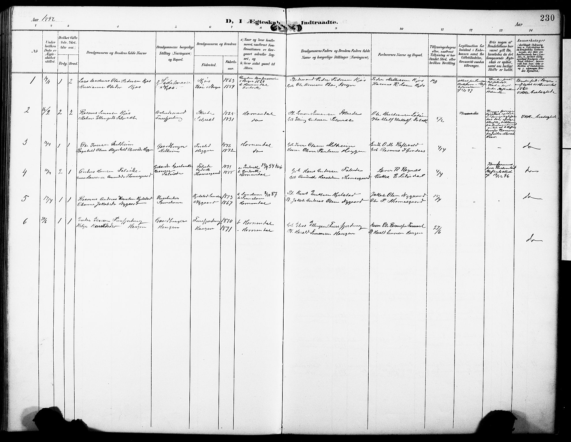 Hornindal sokneprestembete, SAB/A-82401/H/Hab: Parish register (copy) no. A 2, 1894-1927, p. 230