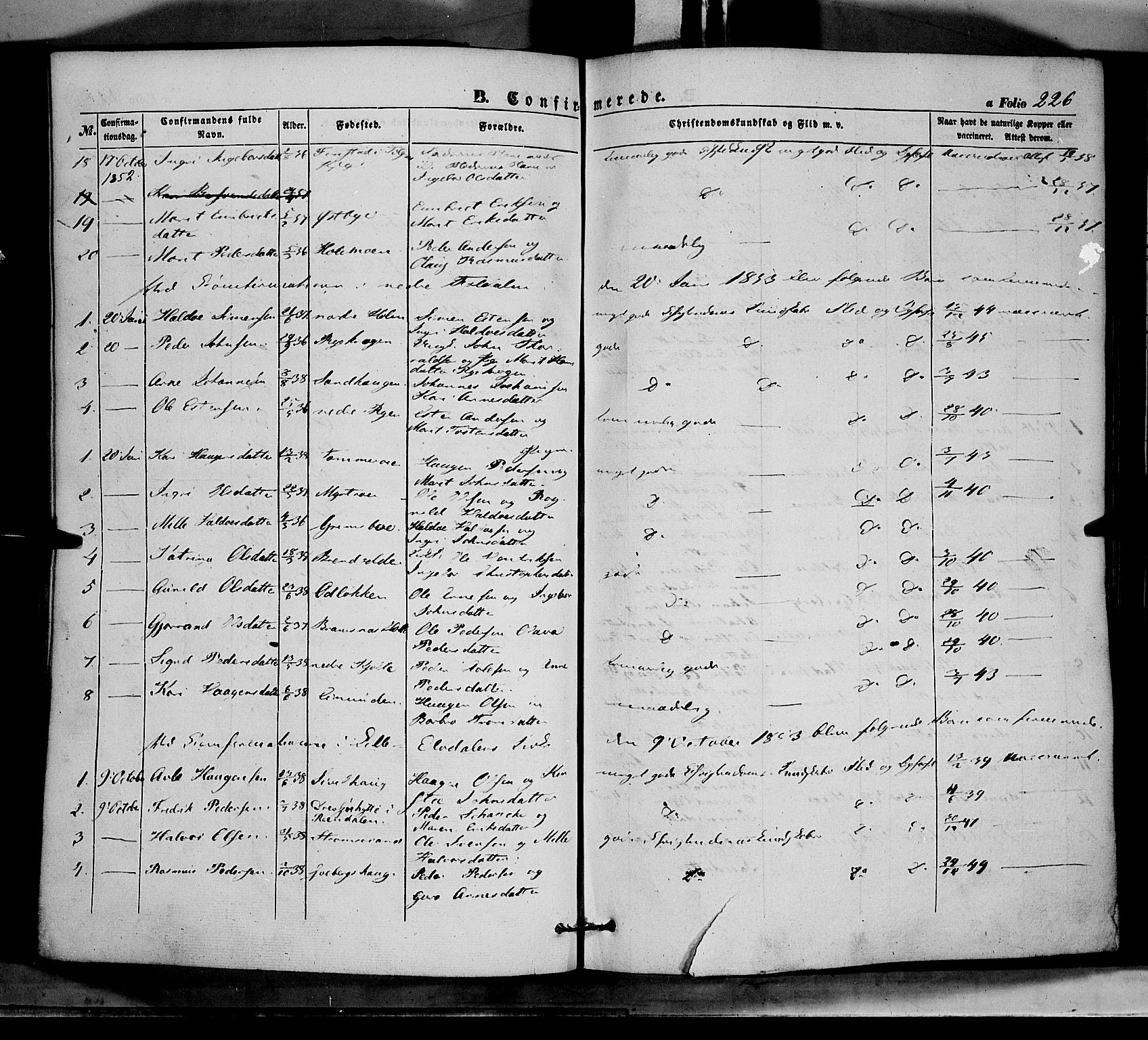 Tynset prestekontor, SAH/PREST-058/H/Ha/Haa/L0020: Parish register (official) no. 20, 1848-1862, p. 226