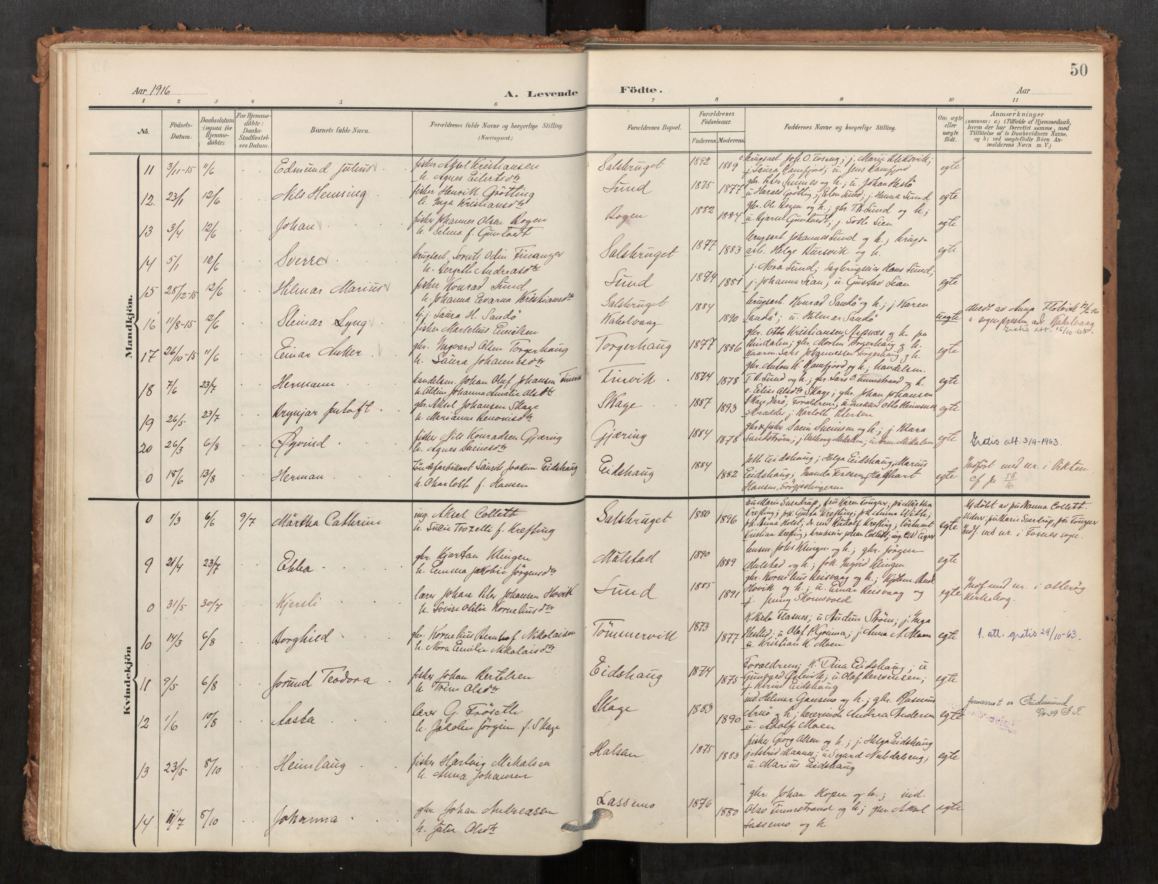 Kolvereid sokneprestkontor, SAT/A-1171/H/Ha/Haa/L0001: Parish register (official) no. 1, 1903-1922, p. 50