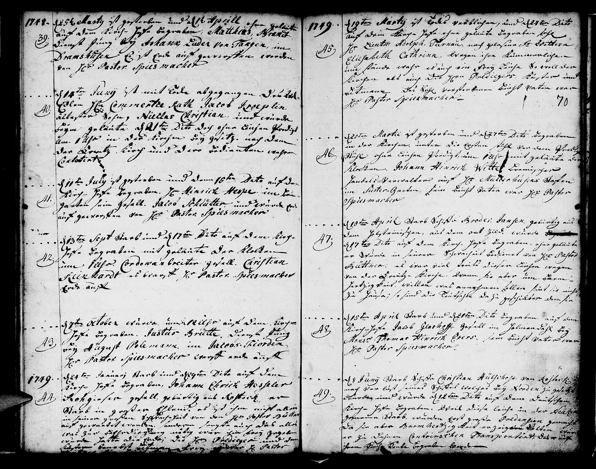 Mariakirken Sokneprestembete, SAB/A-76901/H/Haa/L0001: Parish register (official) no. A 1, 1740-1784, p. 70