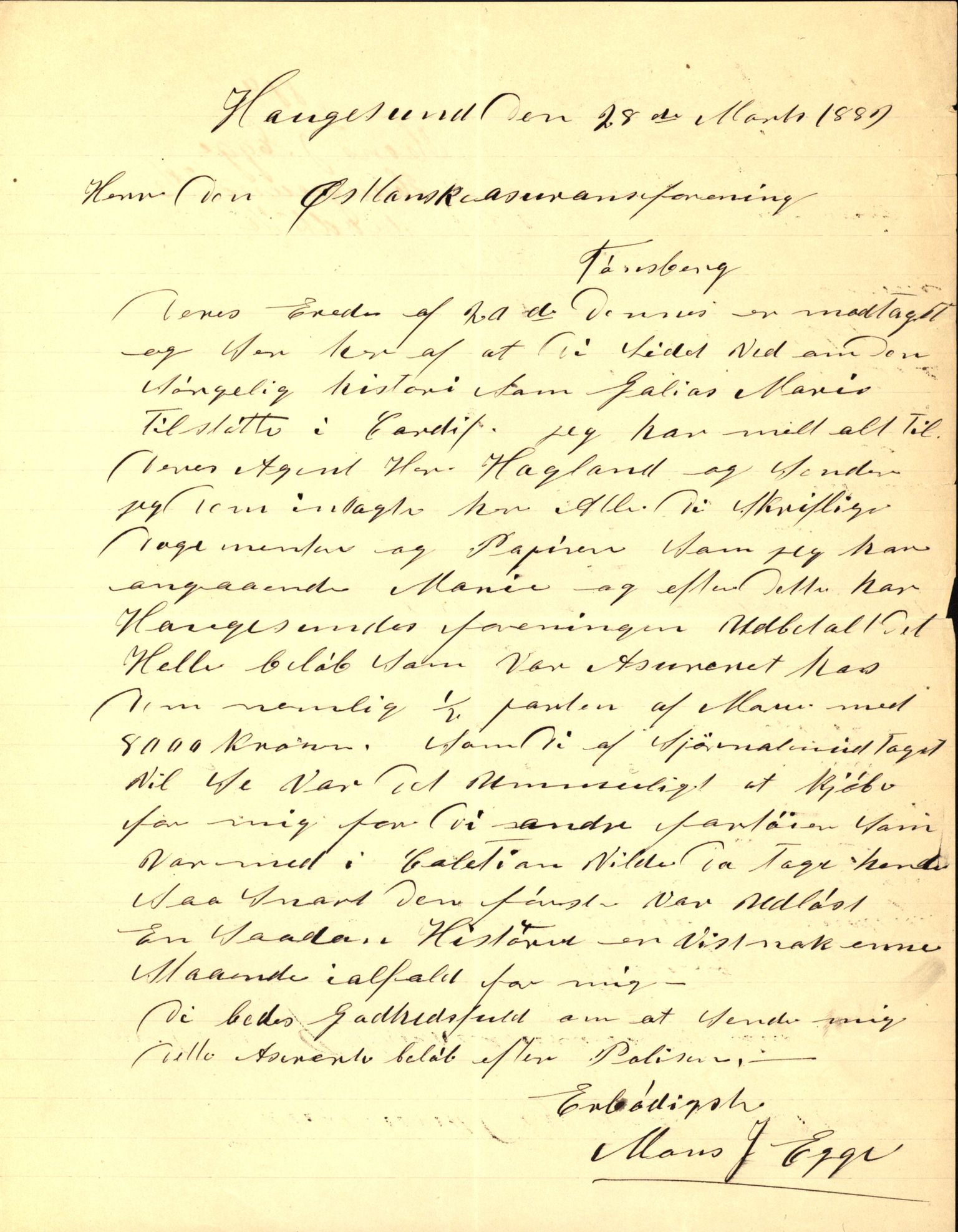 Pa 63 - Østlandske skibsassuranceforening, VEMU/A-1079/G/Ga/L0022/0008: Havaridokumenter / Magna av Haugesund, Marie, Mars, Mary, Mizpa, 1888, p. 15