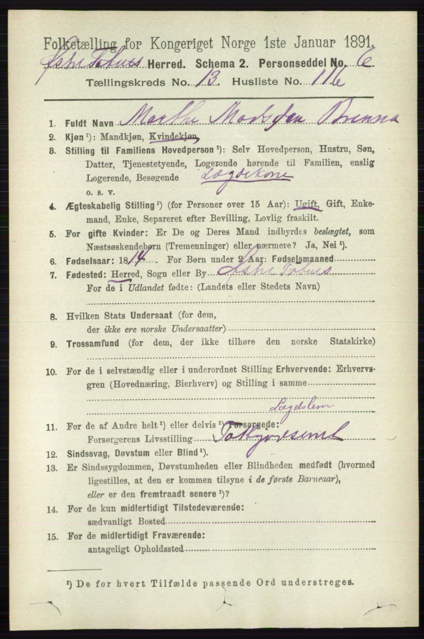 RA, 1891 census for 0528 Østre Toten, 1891, p. 9026