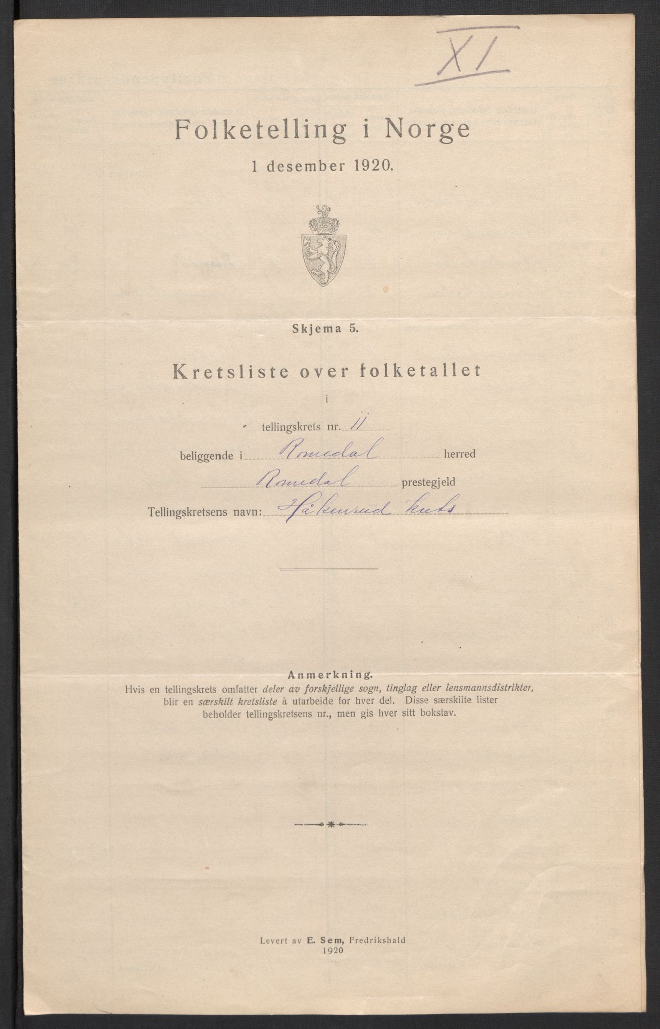 SAH, 1920 census for Romedal, 1920, p. 46