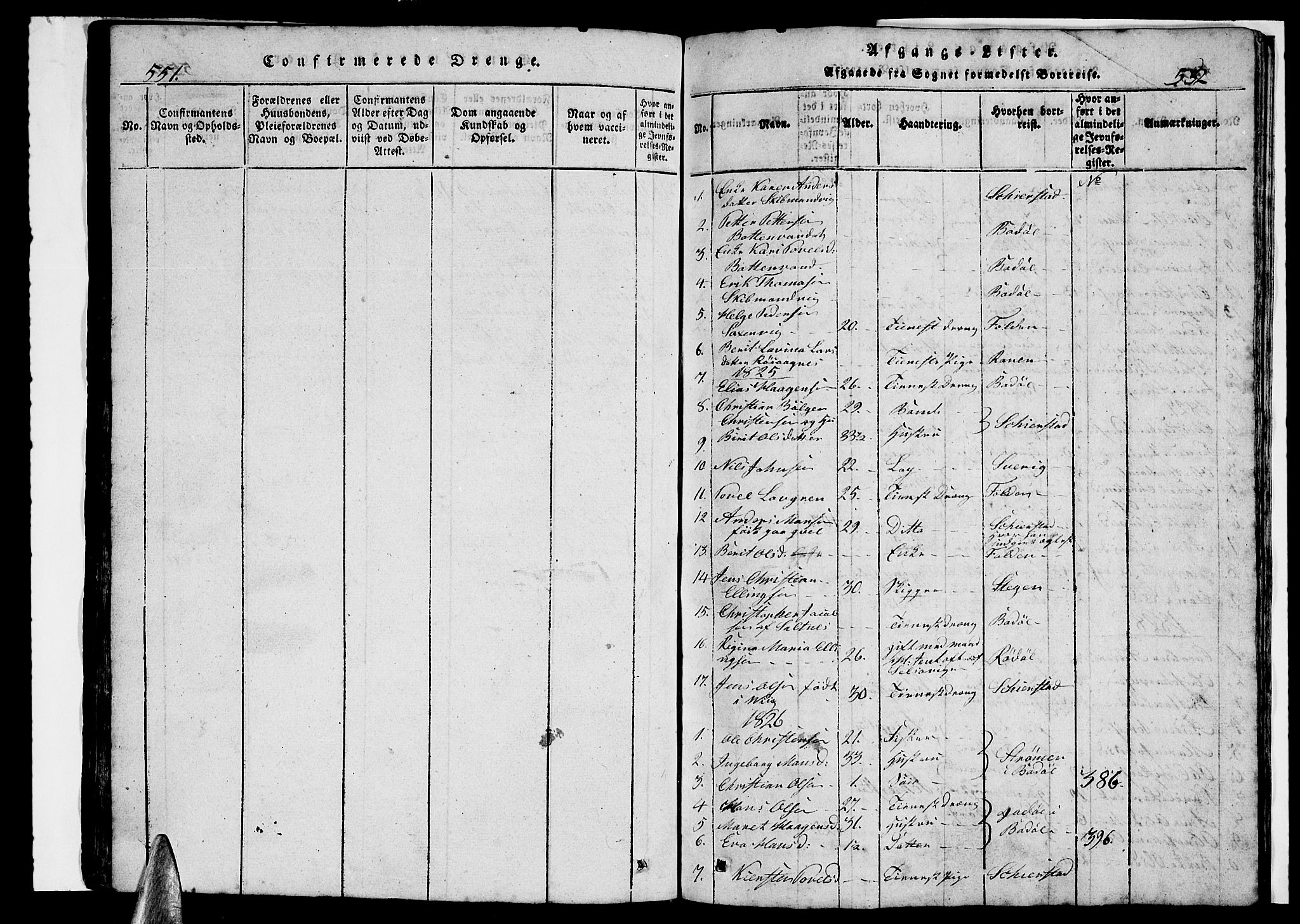 Ministerialprotokoller, klokkerbøker og fødselsregistre - Nordland, SAT/A-1459/847/L0676: Parish register (copy) no. 847C04, 1821-1853, p. 551-552