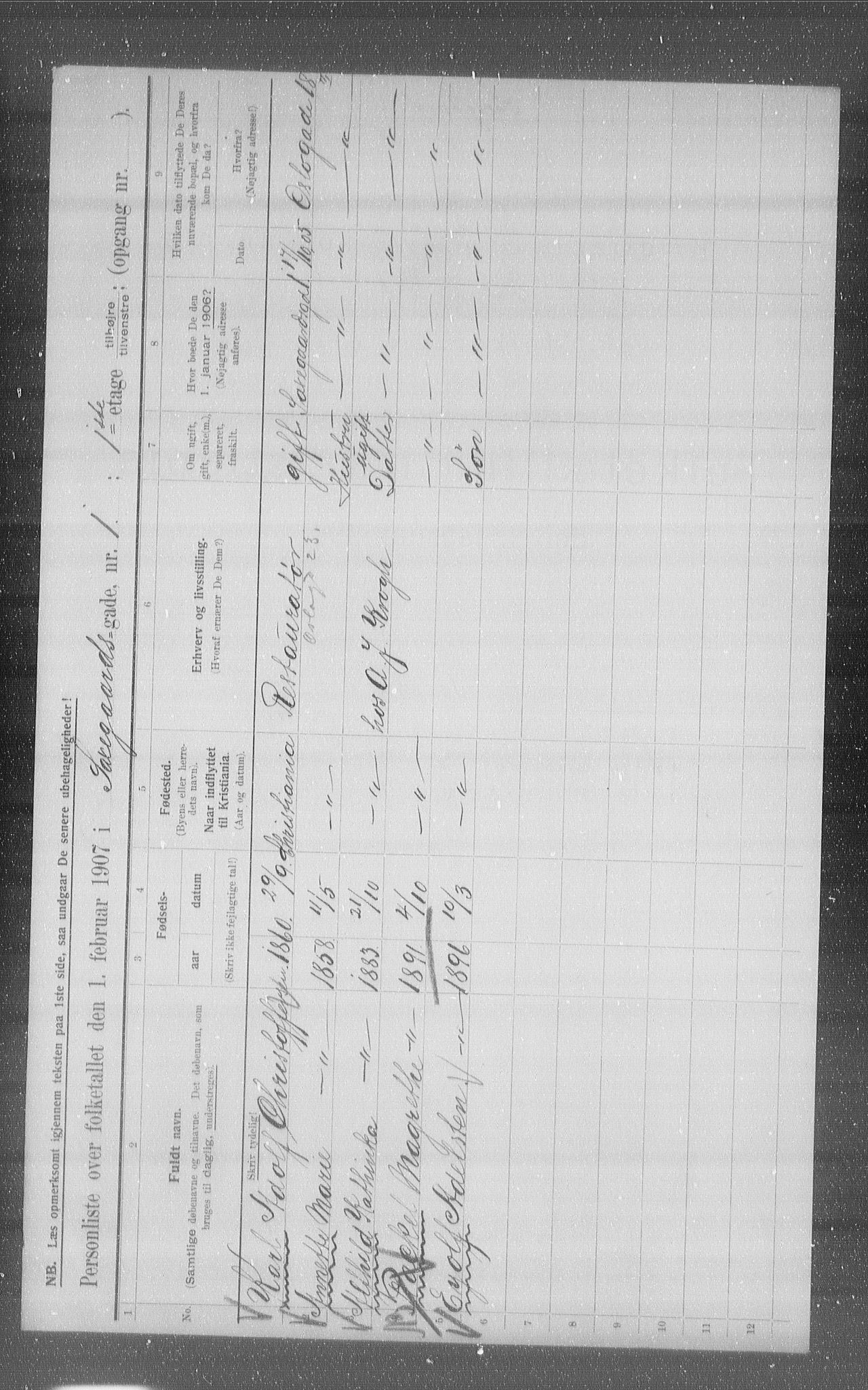 OBA, Municipal Census 1907 for Kristiania, 1907, p. 45676