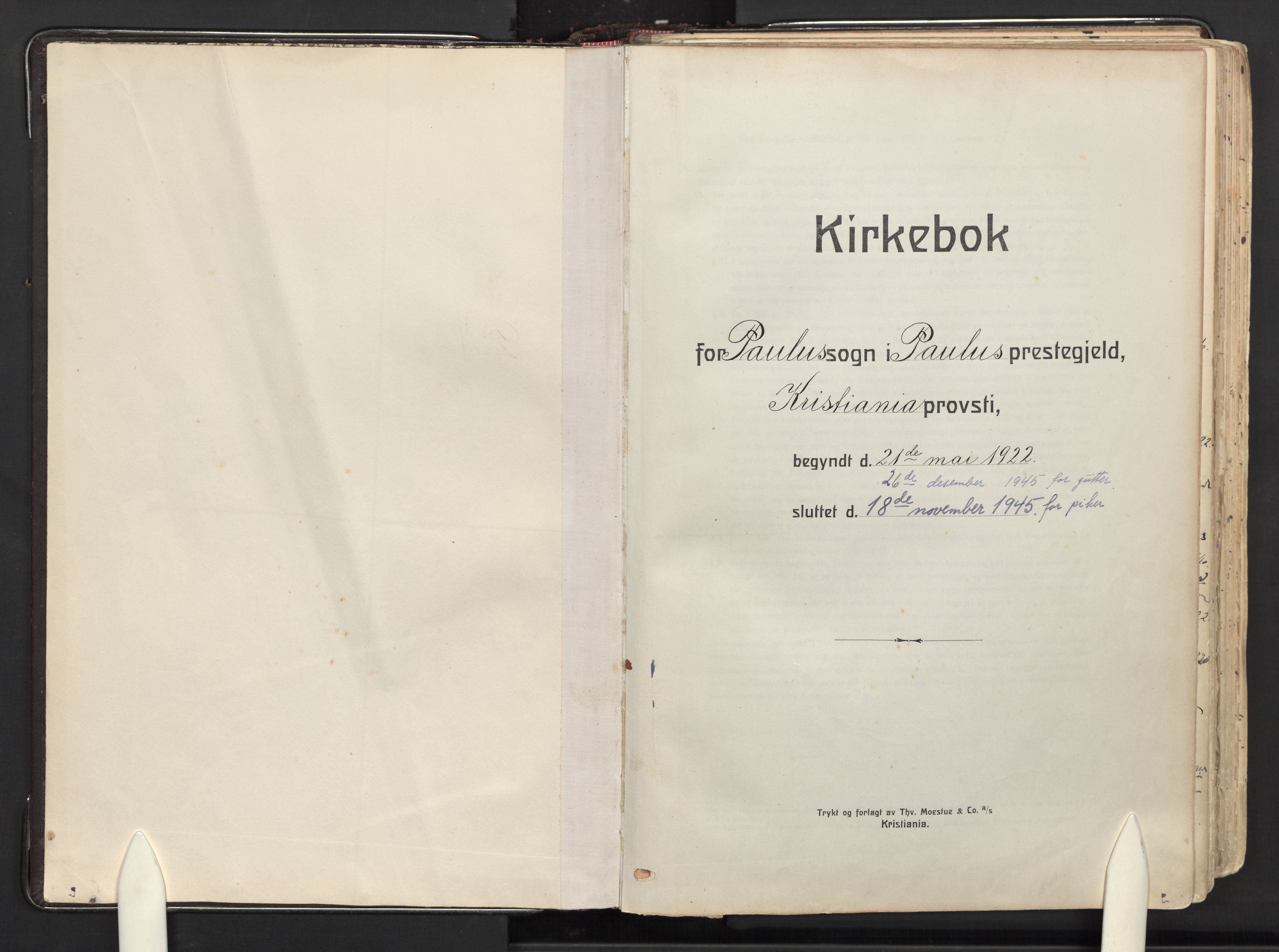 Paulus prestekontor Kirkebøker, AV/SAO-A-10871/F/Fa/L0027: Parish register (official) no. 27, 1922-1945