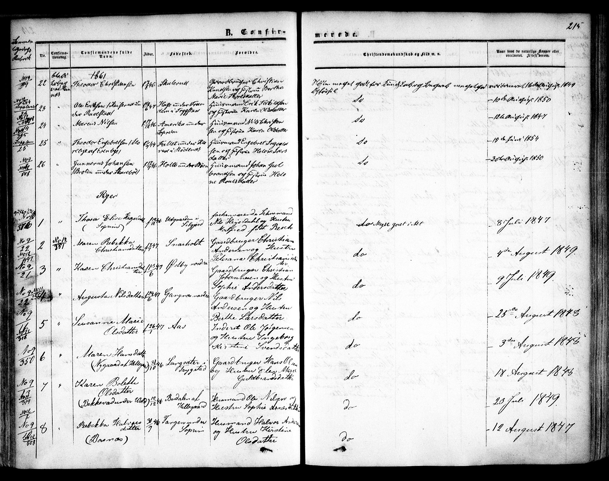 Høland prestekontor Kirkebøker, AV/SAO-A-10346a/F/Fa/L0010: Parish register (official) no. I 10, 1854-1861, p. 215