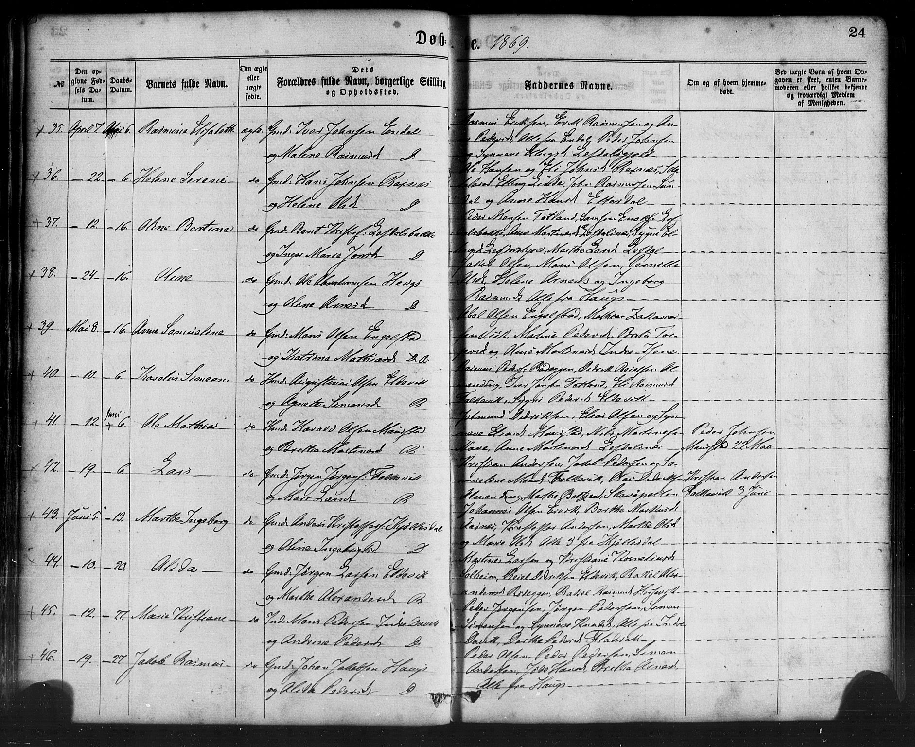 Davik sokneprestembete, AV/SAB-A-79701/H/Haa/Haaa/L0006: Parish register (official) no. A 6, 1867-1881, p. 24