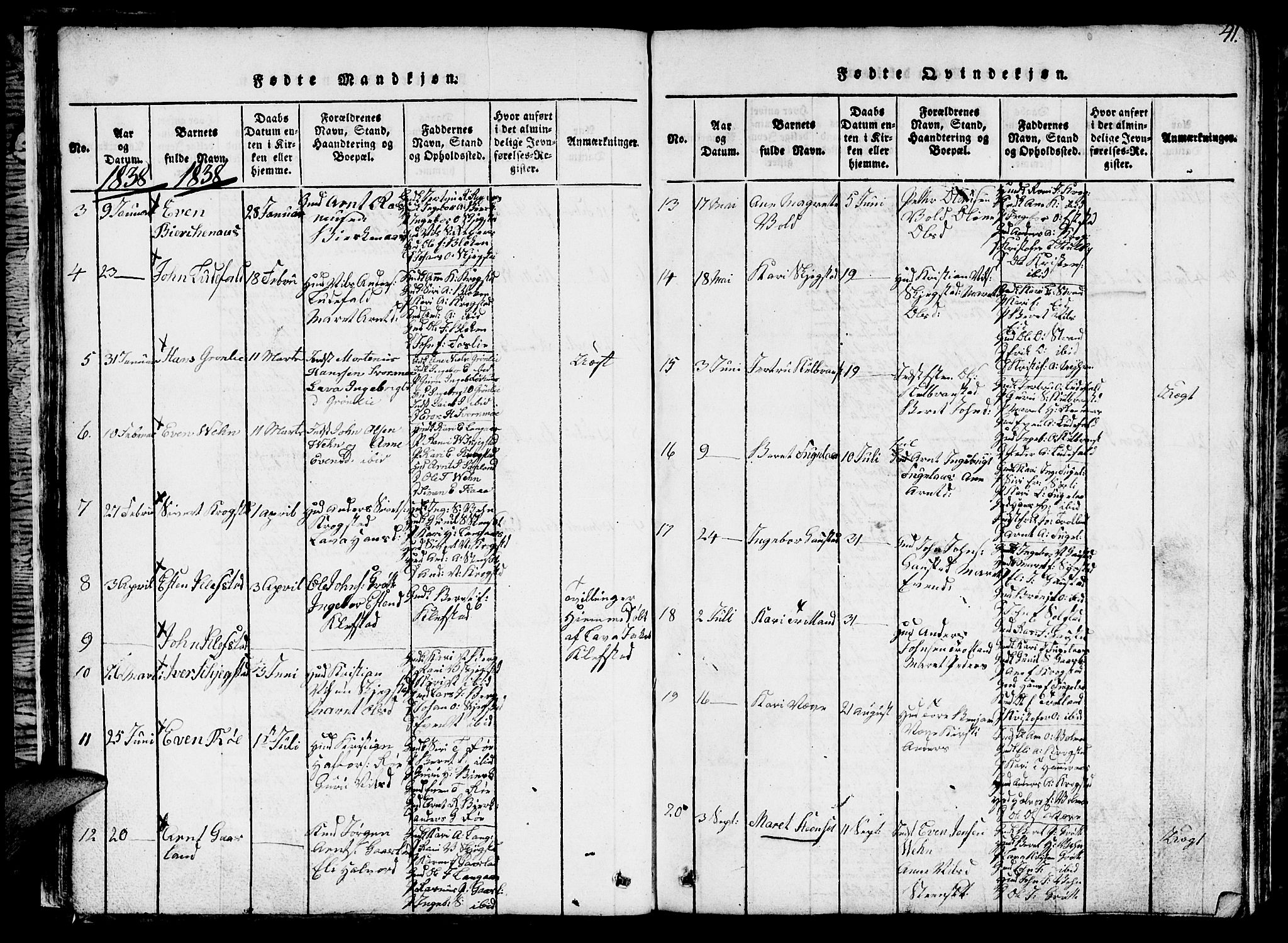 Ministerialprotokoller, klokkerbøker og fødselsregistre - Sør-Trøndelag, SAT/A-1456/694/L1130: Parish register (copy) no. 694C02, 1816-1857, p. 41