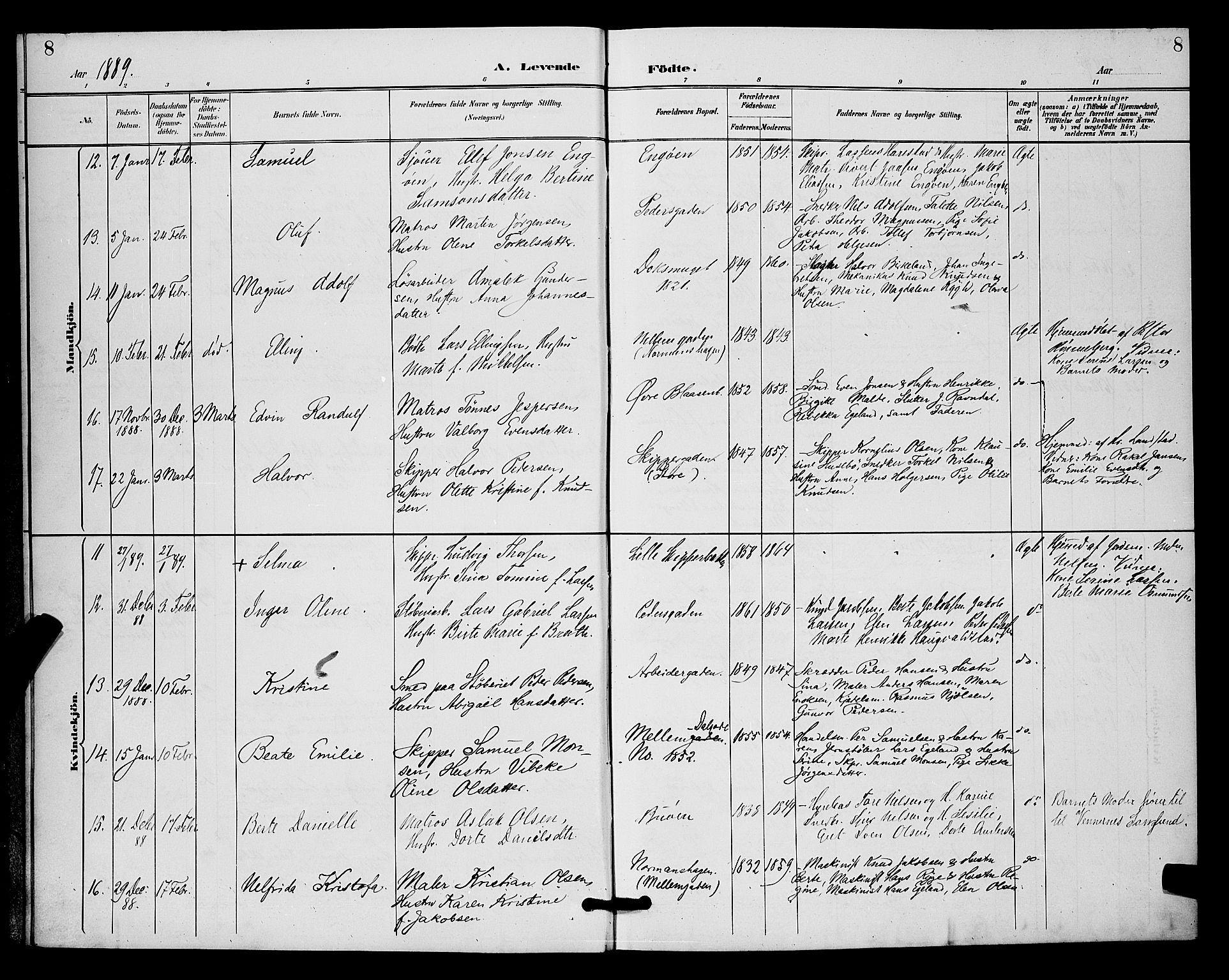 St. Johannes sokneprestkontor, SAST/A-101814/001/30/30BB/L0002: Parish register (copy) no. B 2, 1888-1901, p. 8
