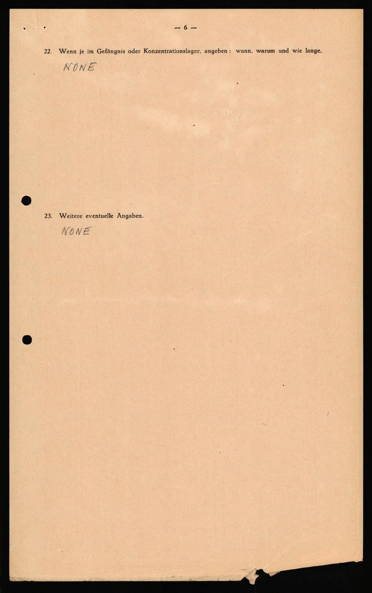 Forsvaret, Forsvarets overkommando II, RA/RAFA-3915/D/Db/L0031: CI Questionaires. Tyske okkupasjonsstyrker i Norge. Tyskere., 1945-1946, p. 250