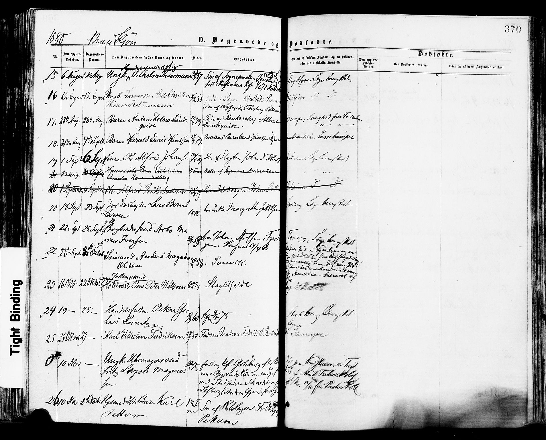 Tønsberg kirkebøker, SAKO/A-330/F/Fa/L0010: Parish register (official) no. I 10, 1874-1880, p. 370