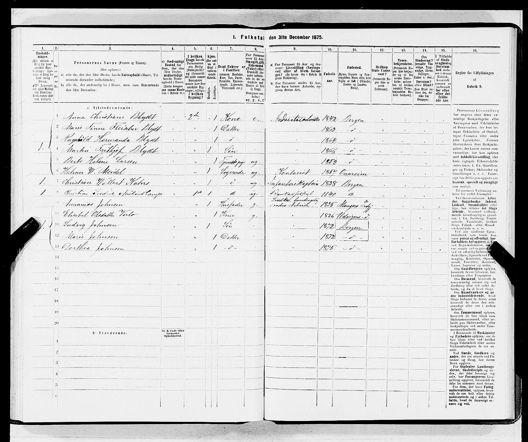 SAB, 1875 census for 1301 Bergen, 1875, p. 4025