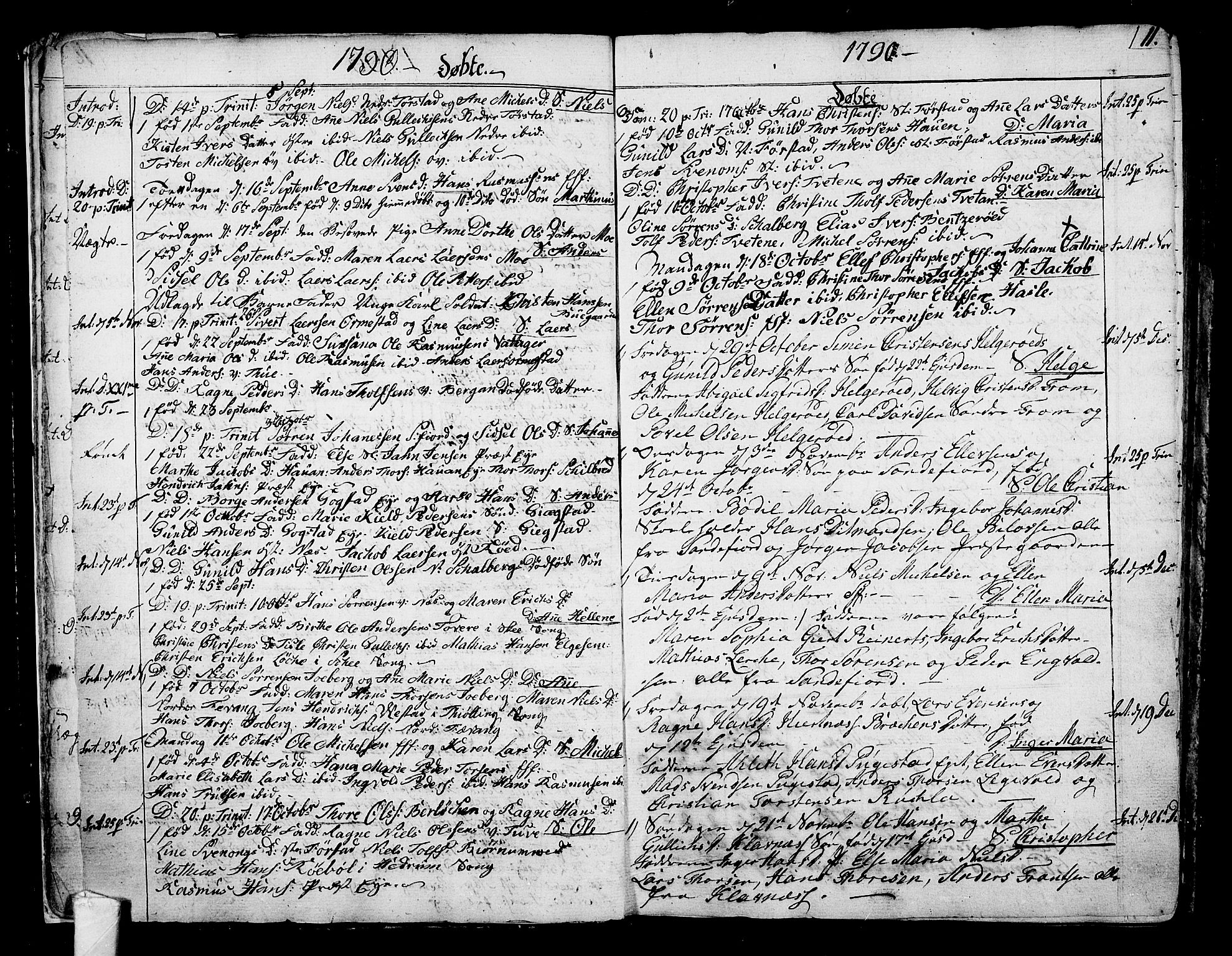 Sandar kirkebøker, SAKO/A-243/F/Fa/L0003: Parish register (official) no. 3, 1789-1814, p. 11