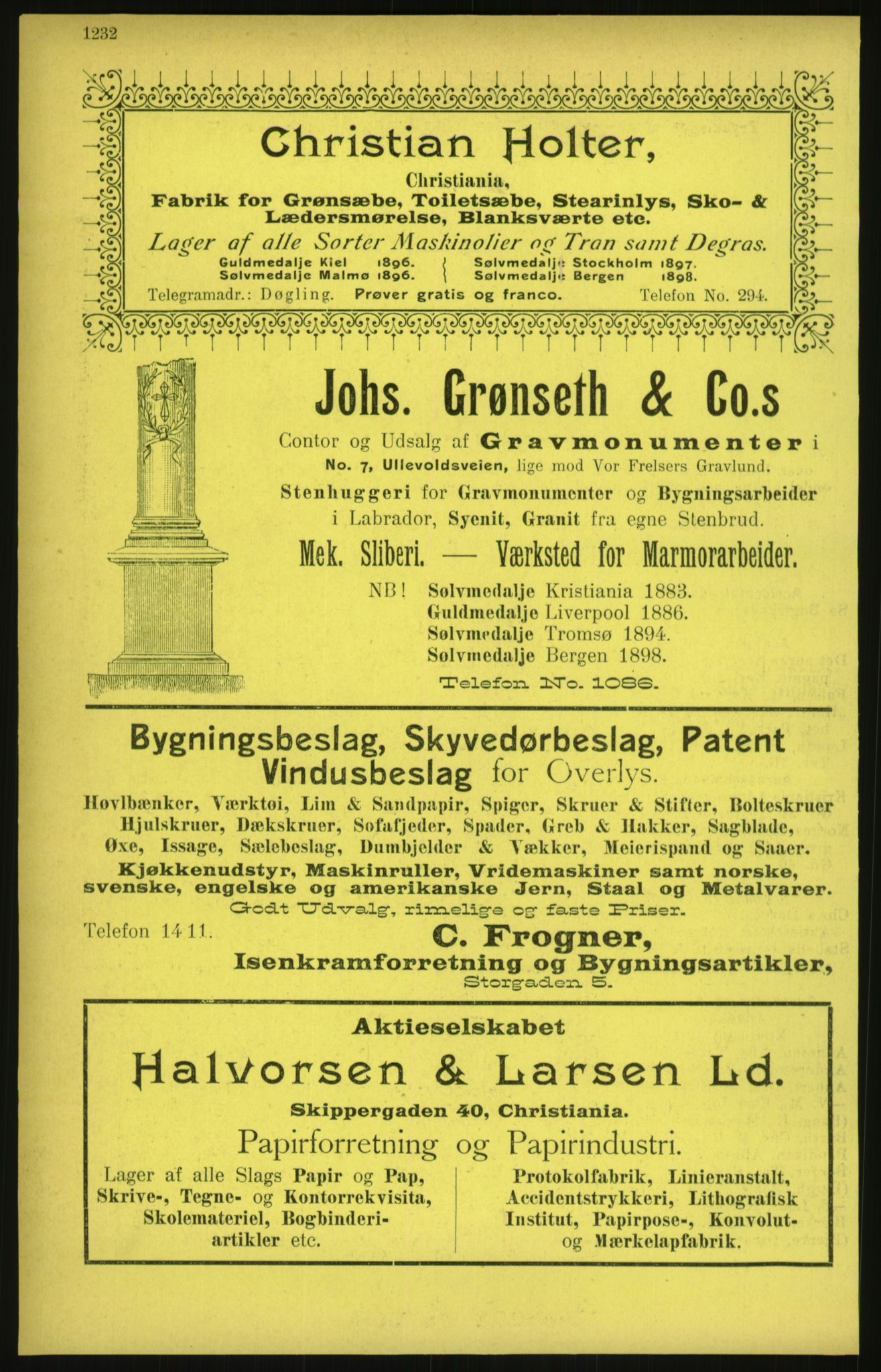 Kristiania/Oslo adressebok, PUBL/-, 1900, p. 1232