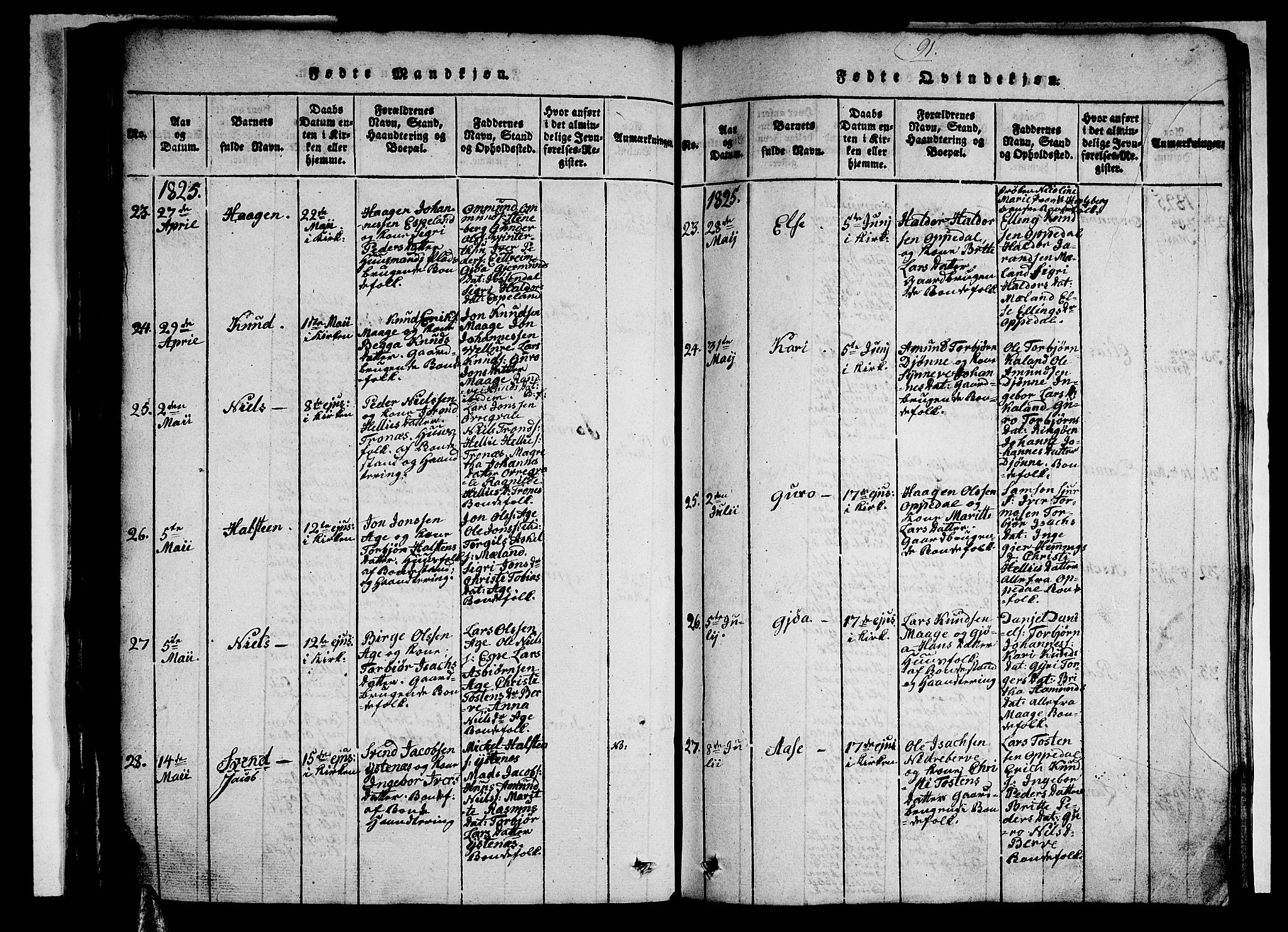 Ullensvang sokneprestembete, AV/SAB-A-78701/H/Hab: Parish register (copy) no. A 3, 1817-1825, p. 91