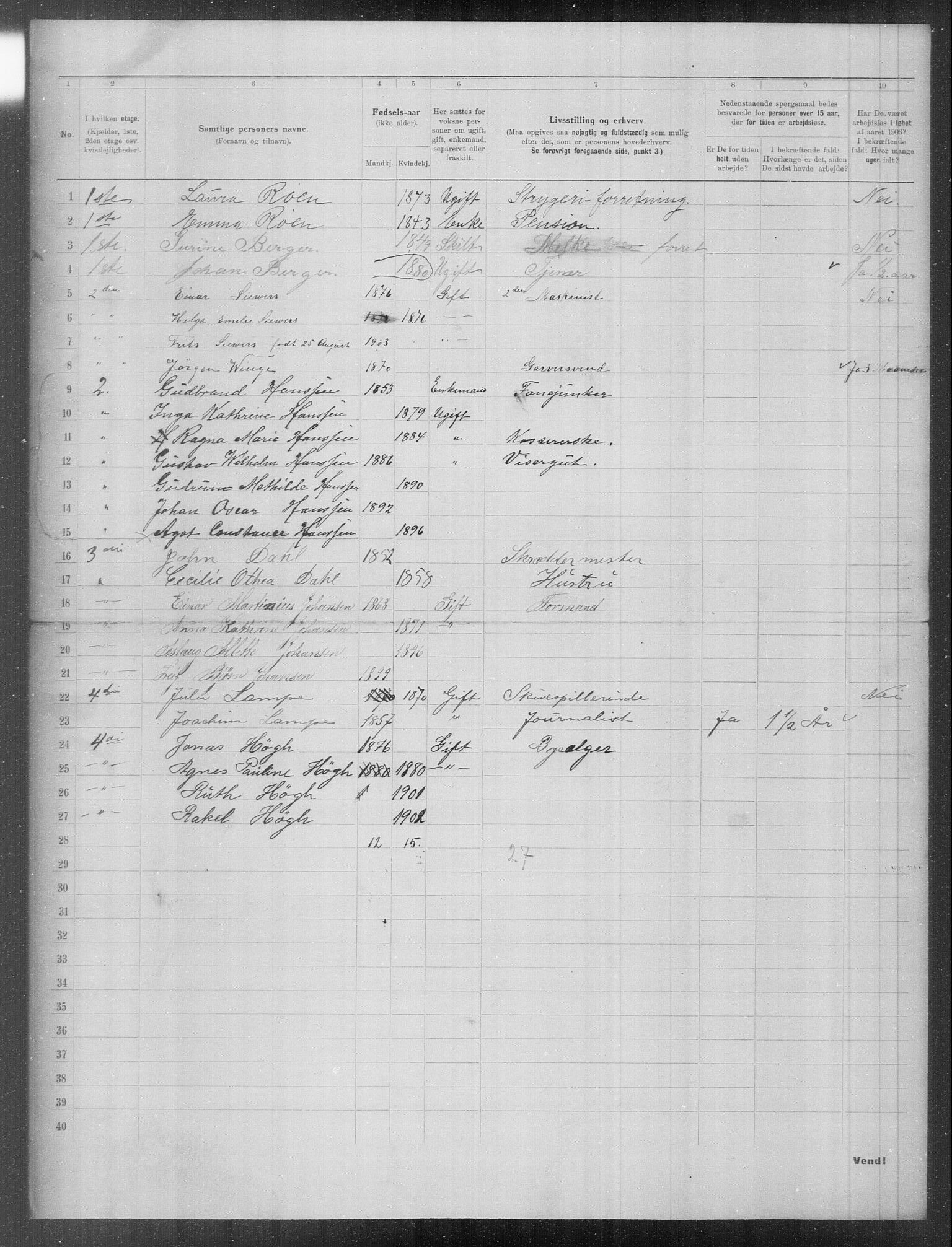 OBA, Municipal Census 1903 for Kristiania, 1903, p. 15399