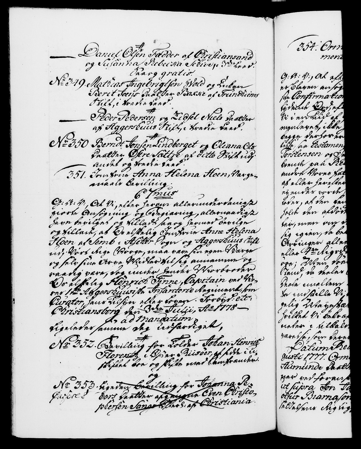Danske Kanselli 1572-1799, RA/EA-3023/F/Fc/Fca/Fcaa/L0047: Norske registre, 1776-1778, p. 809b