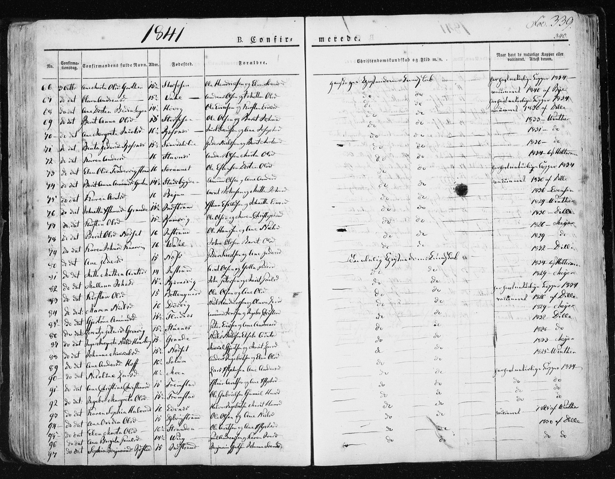 Ministerialprotokoller, klokkerbøker og fødselsregistre - Sør-Trøndelag, AV/SAT-A-1456/659/L0735: Parish register (official) no. 659A05, 1826-1841, p. 339