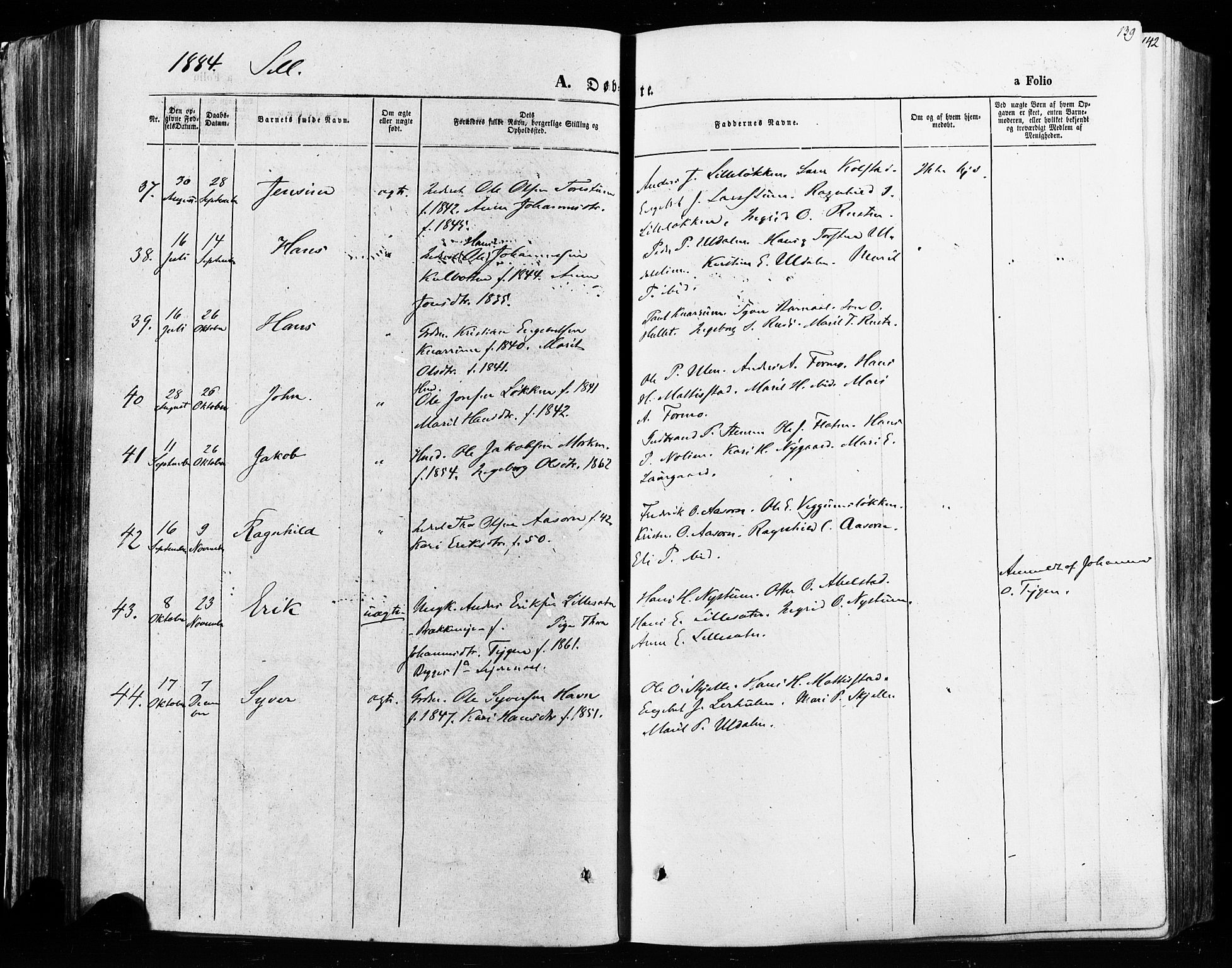 Vågå prestekontor, SAH/PREST-076/H/Ha/Haa/L0007: Parish register (official) no. 7 /3, 1872-1886, p. 139