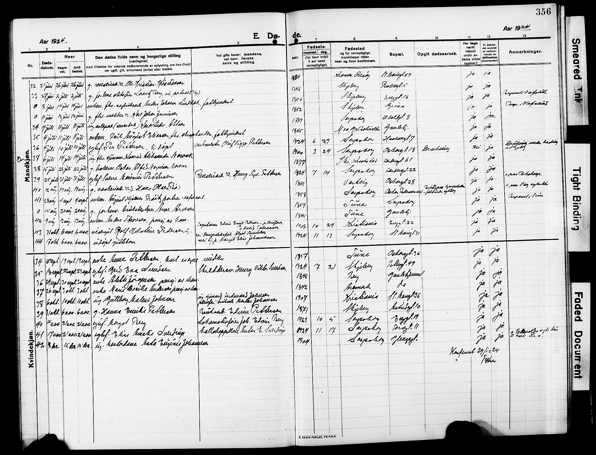 Sarpsborg prestekontor Kirkebøker, AV/SAO-A-2006/G/Ga/L0002: Parish register (copy) no. 2, 1912-1931, p. 356