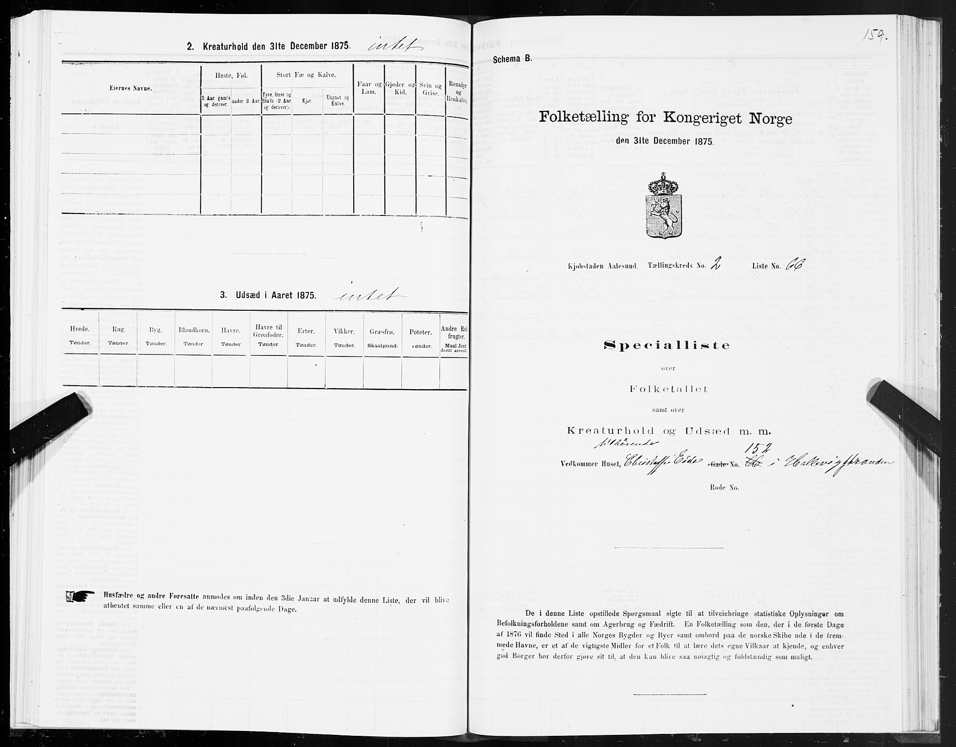 SAT, 1875 census for 1501P Ålesund, 1875, p. 2159