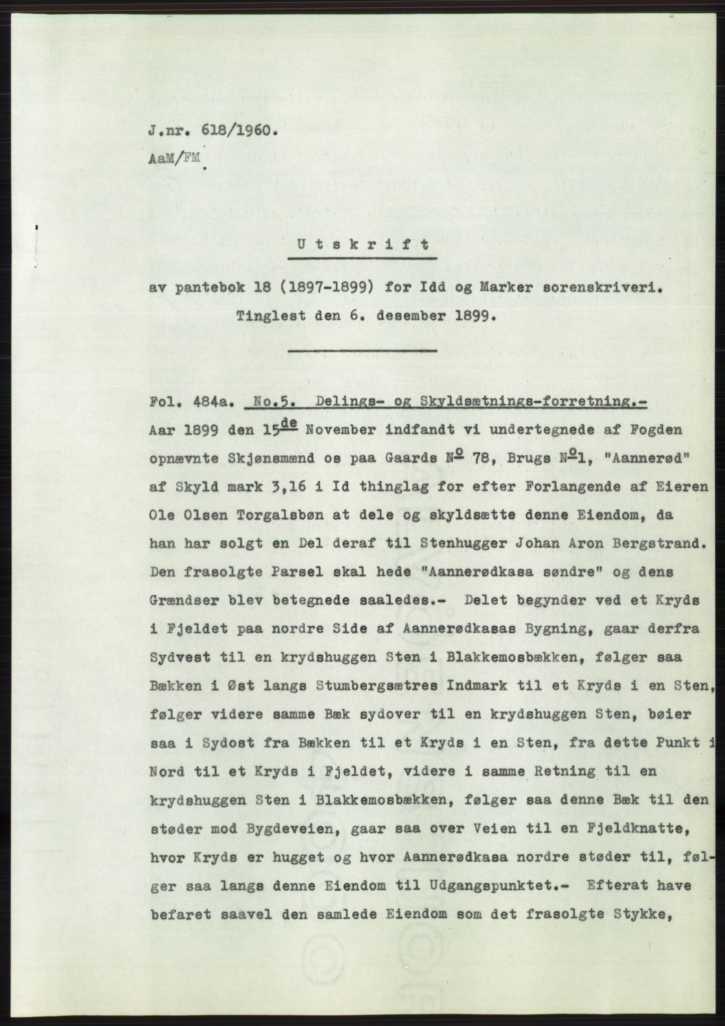 Statsarkivet i Oslo, AV/SAO-A-10621/Z/Zd/L0011: Avskrifter, j.nr 4-798/1960, 1960, p. 347
