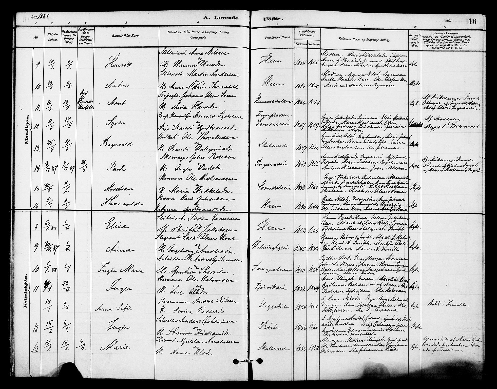 Ådal kirkebøker, AV/SAKO-A-248/F/Fb/L0001: Parish register (official) no. II 1, 1884-1897, p. 16