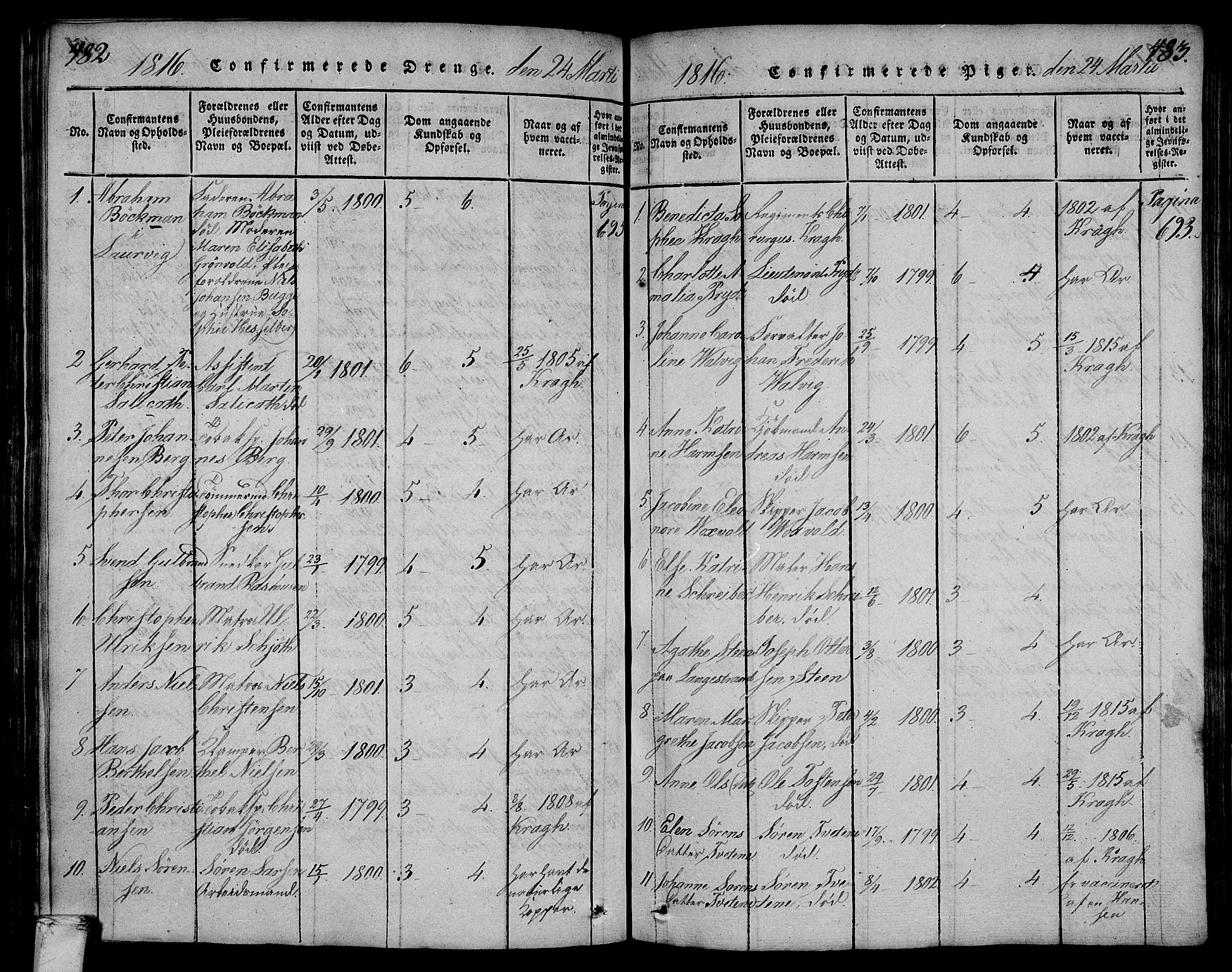 Larvik kirkebøker, SAKO/A-352/F/Fa/L0001: Parish register (official) no. I 1, 1814-1825, p. 482-483