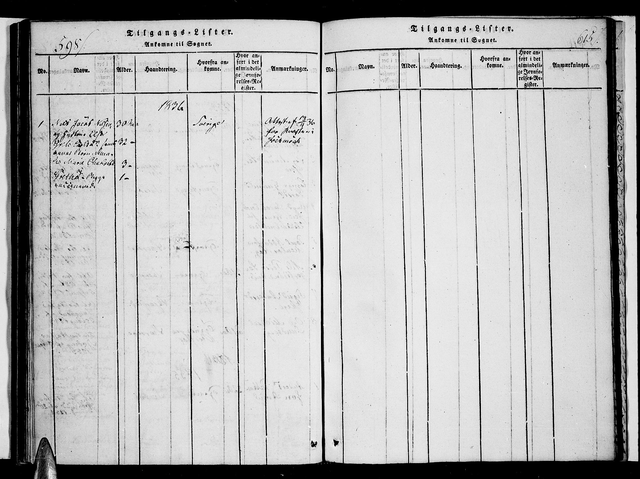 Ministerialprotokoller, klokkerbøker og fødselsregistre - Nordland, AV/SAT-A-1459/853/L0768: Parish register (official) no. 853A07, 1821-1836, p. 598-615